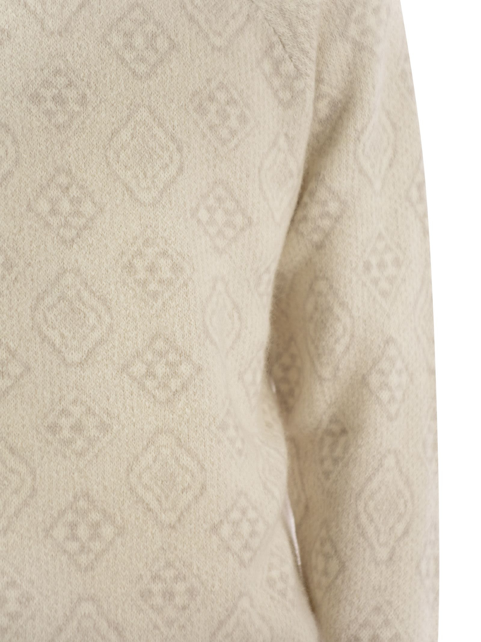 Brunello Cucinelli Men Geometric Jacquard Turtleneck Sweater In Alpaca, Cotton And Wool - 4