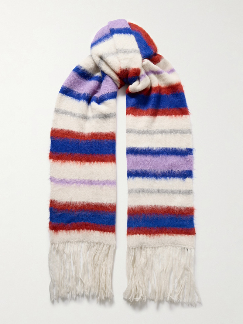 Thistle Fringed Striped Alpaca-blend Scarf - 1