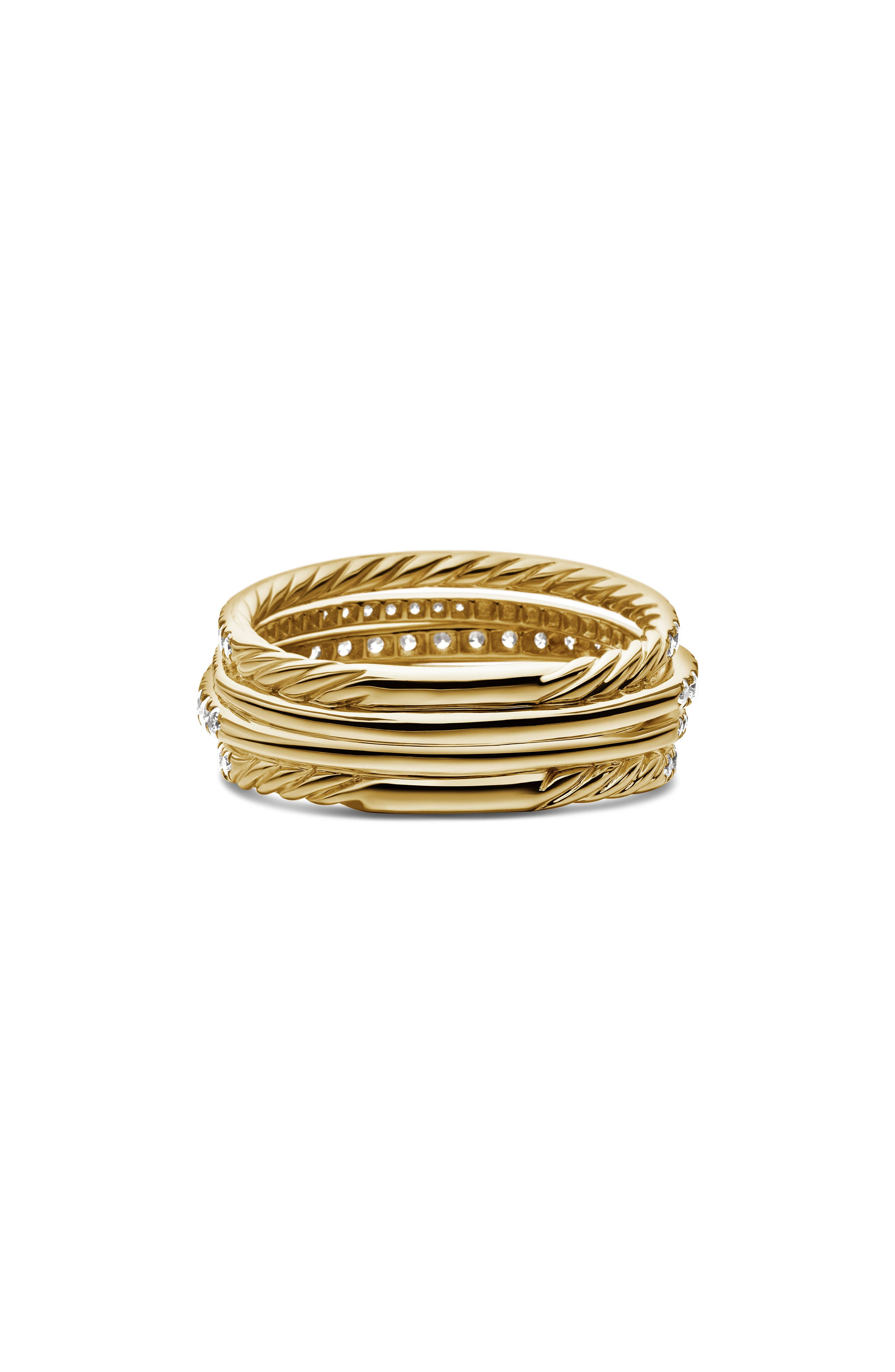 David Yurman 11MM PAVE CROSSOVER RING in 18K Yellow Gold at Nordstrom - 7