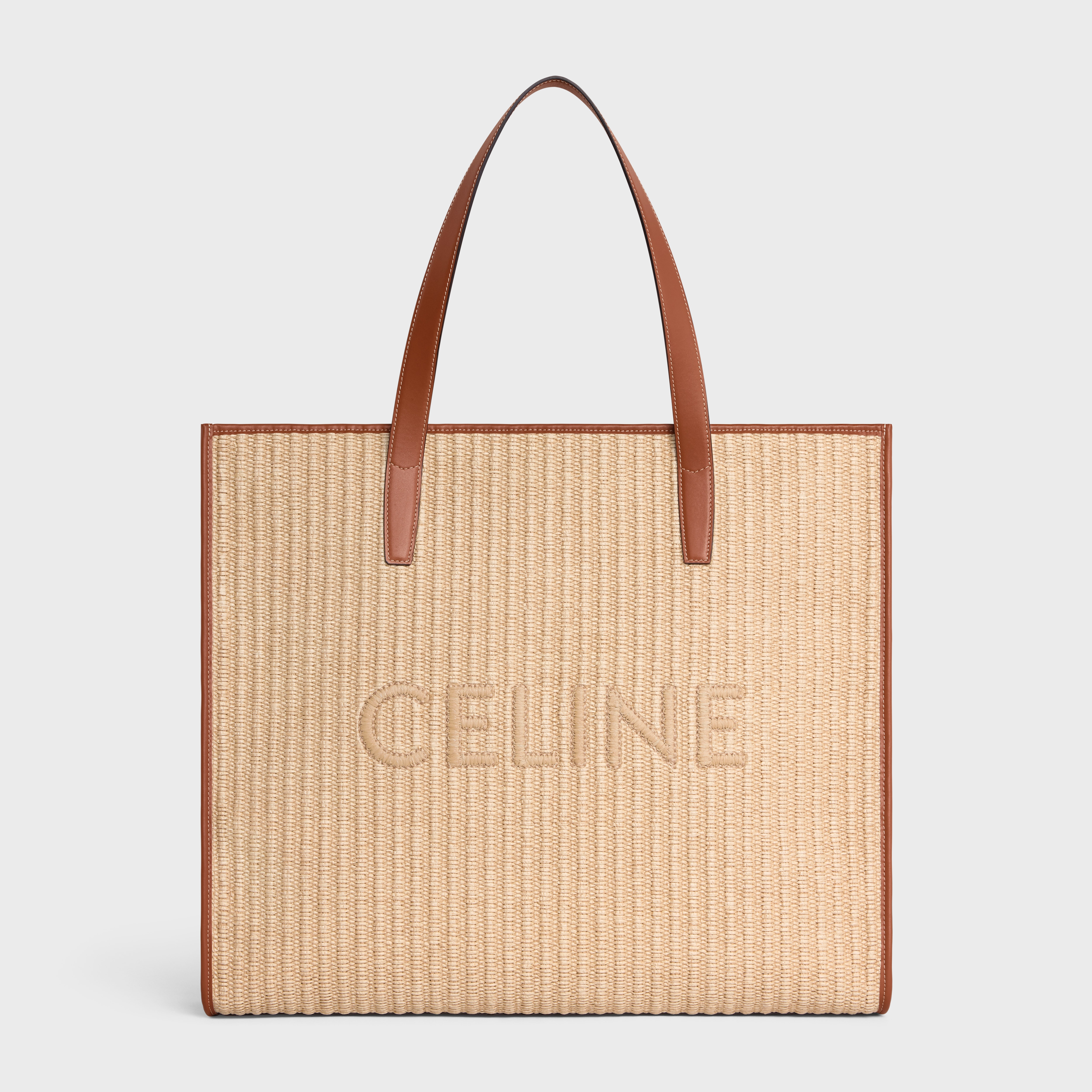 LARGE CABAS in RAFFIA EFFECT TEXTILE WITH CELINE EMBROIDERY - 5