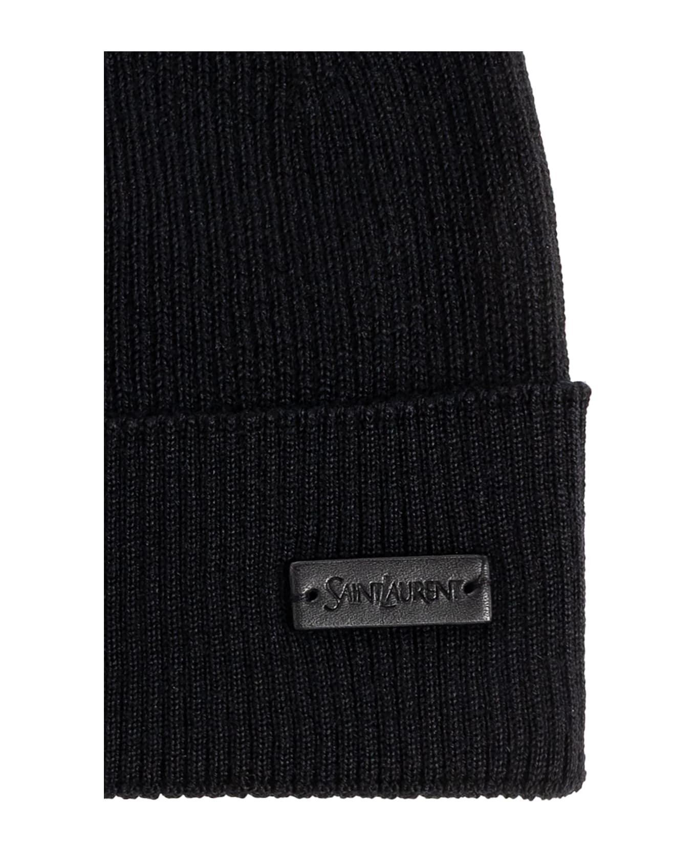 Saint Laurent Wool Beanie With Logo Patch - 4