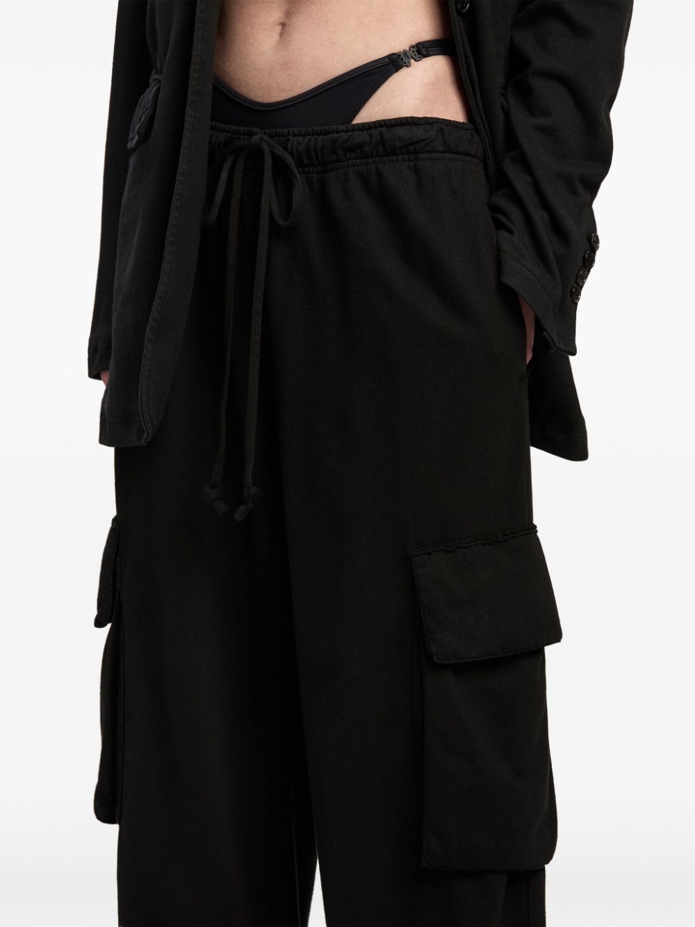 wide-leg cotton cargo trousers - 6