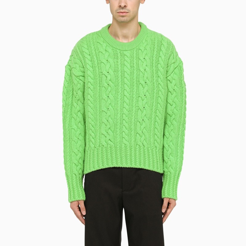 Green wool crew-neck sweater - 1