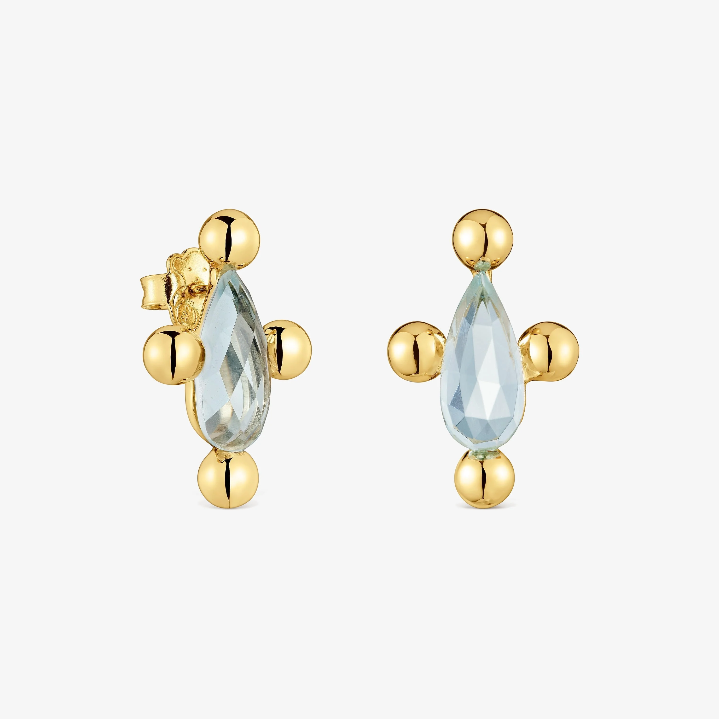 Short heart Earrings with 18K gold vermeil and topaz Sugar Party - 1