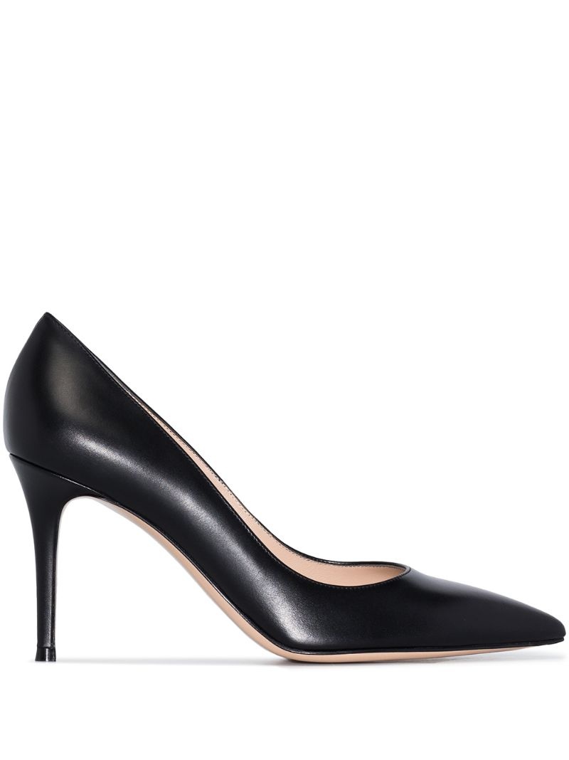 85mm pointed-toe leather pumps - 1