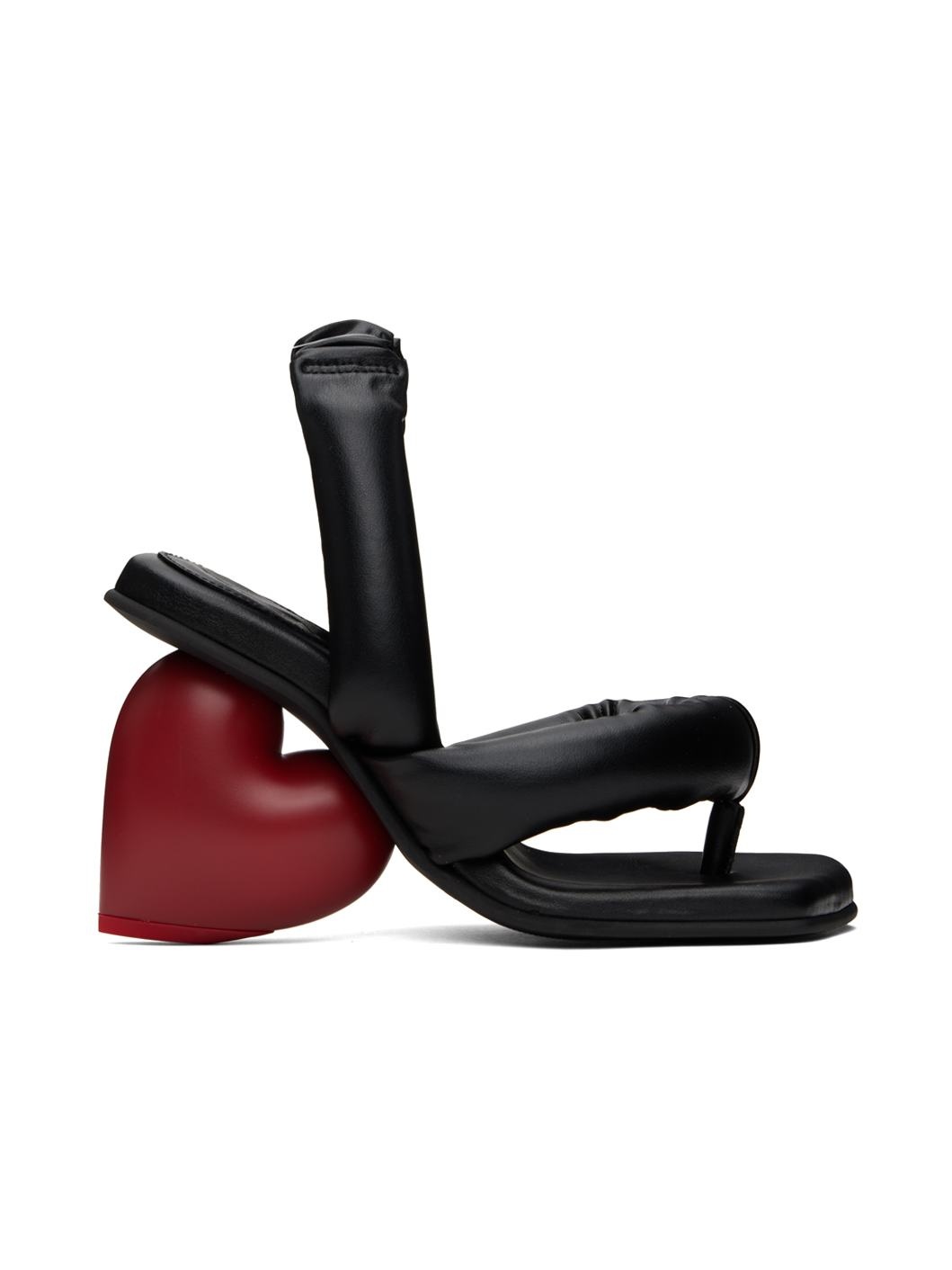 Black & Red Love Heeled Sandals - 1