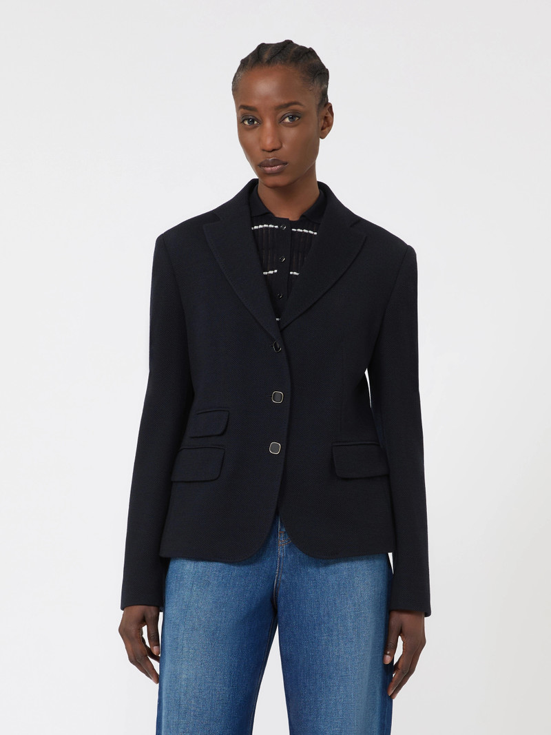 EMIRO Single-breasted piqué jersey jacket - NAVY 4