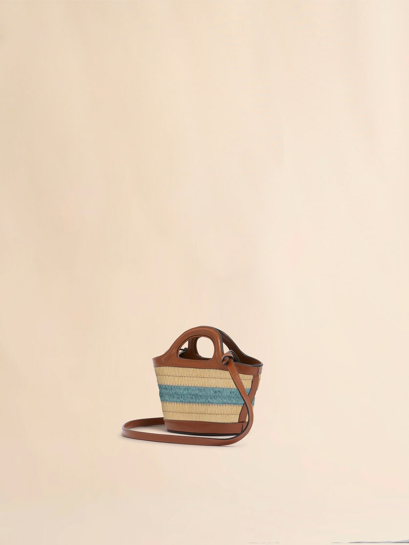 RAFFIA EFFECT AND BLUE CROCHET TROPICALIA MICRO BAG - 3