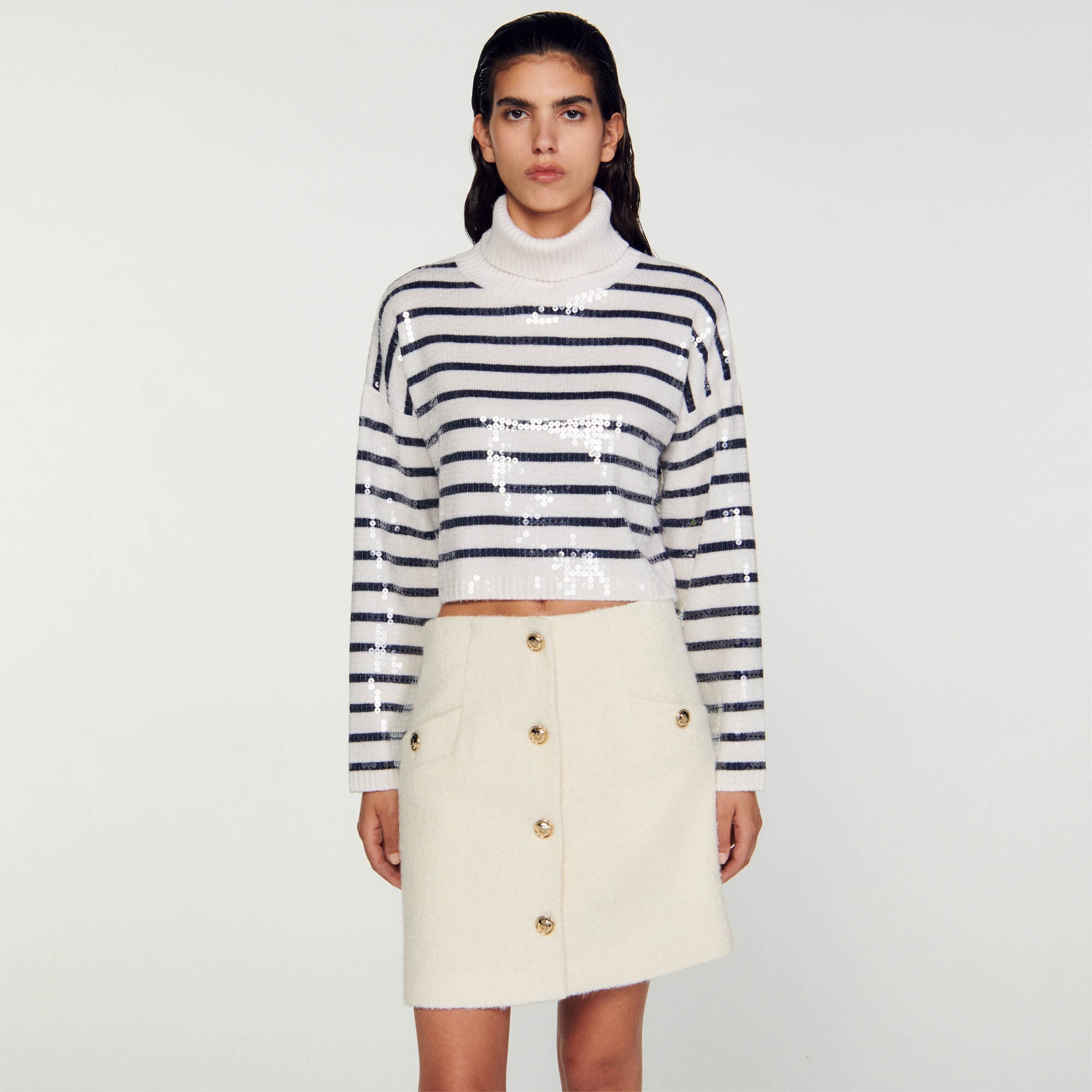 SHORT BOUCLÉ FABRIC SKIRT - 5
