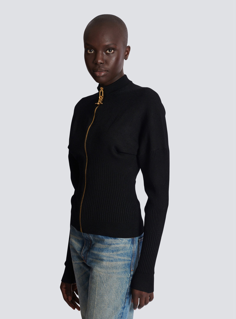 Zipped knit cardigan 6
