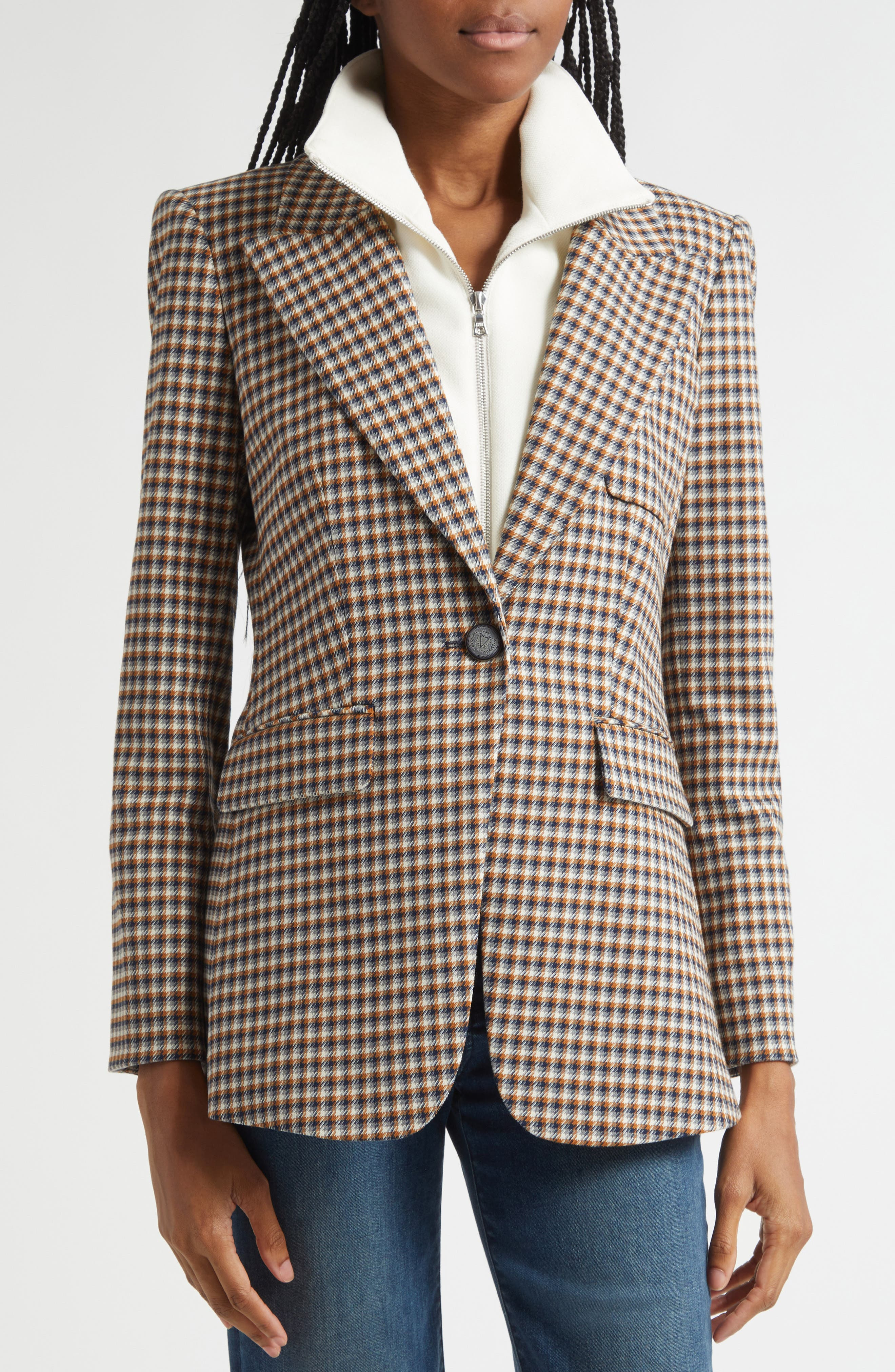 Veronica Beard Livvy Check Dickey Jacket in Navy Multi at Nordstrom - 3