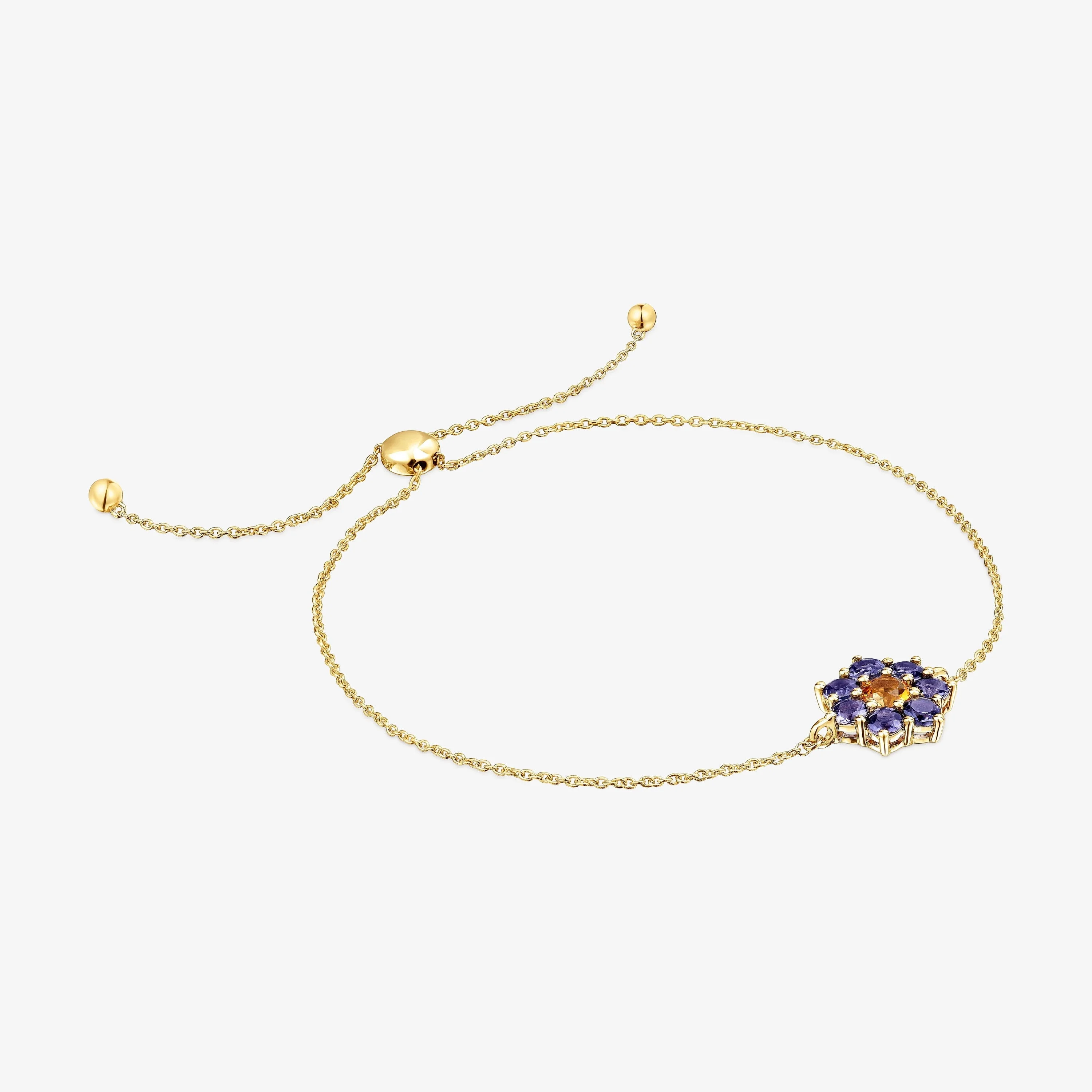 18K solid gold Chain bracelet with gemstones Daisy - 1