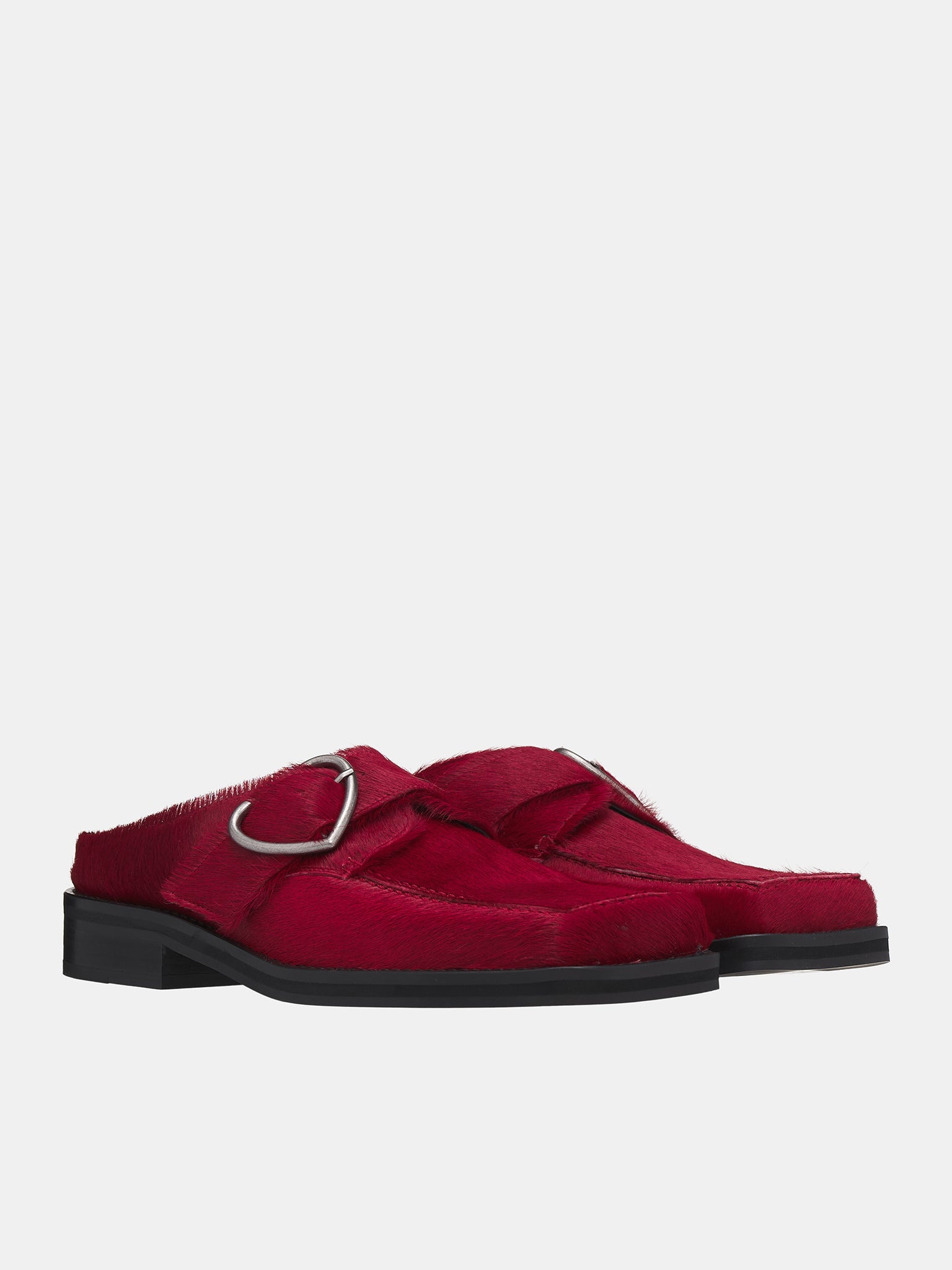 Square Toe Buckle Mules - 2