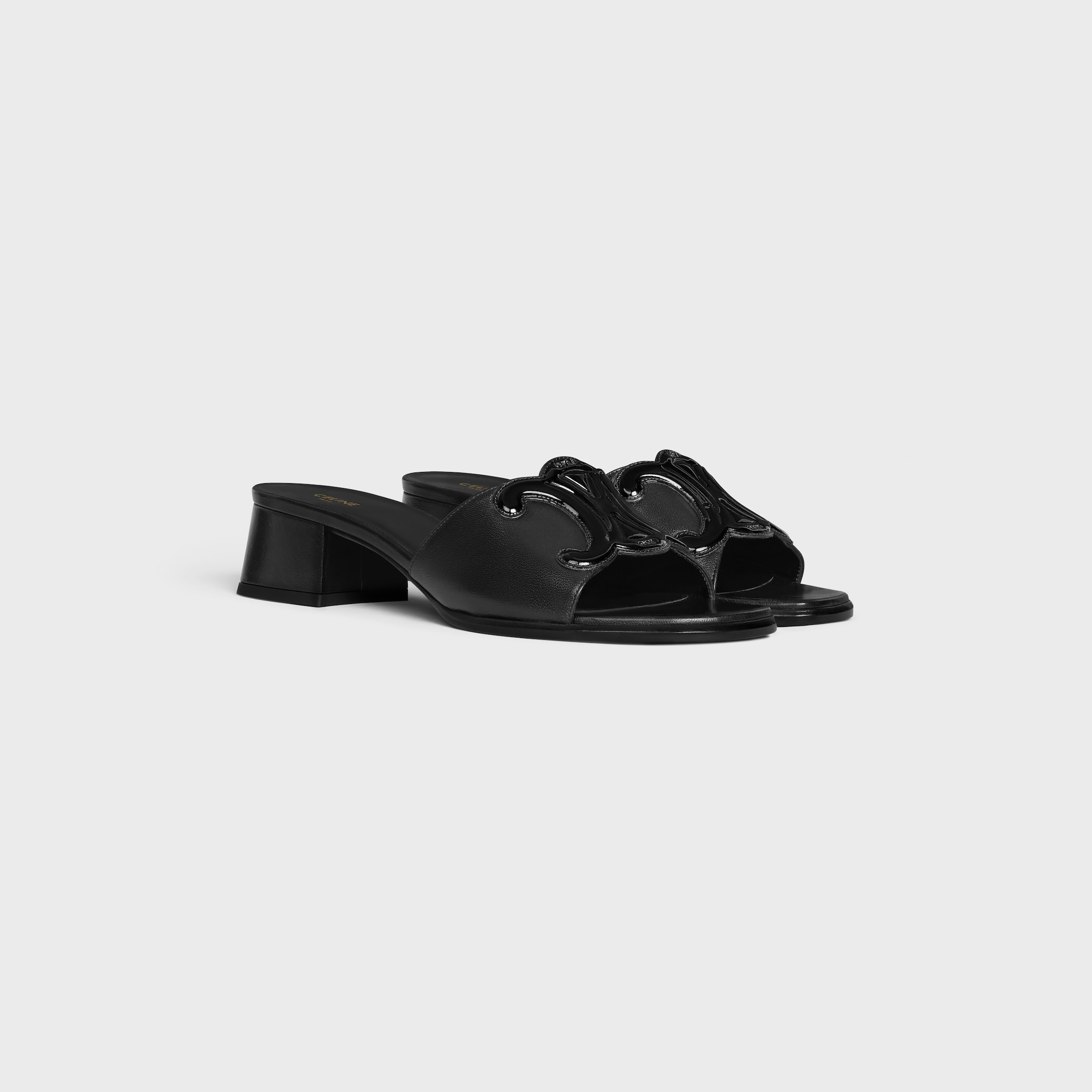 CELINE CLEMENCE MULE IN LAMBSKIN AND PATENT CALFSKIN - 2