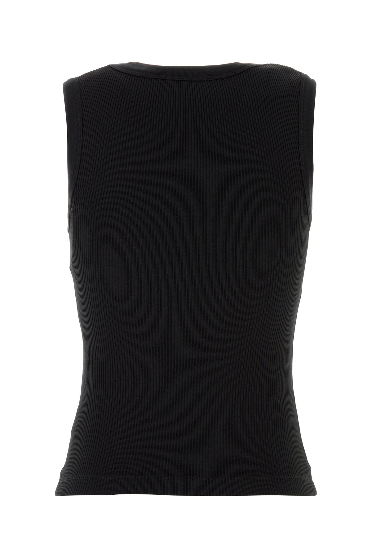 Black stretch cotton blend tank top - 2