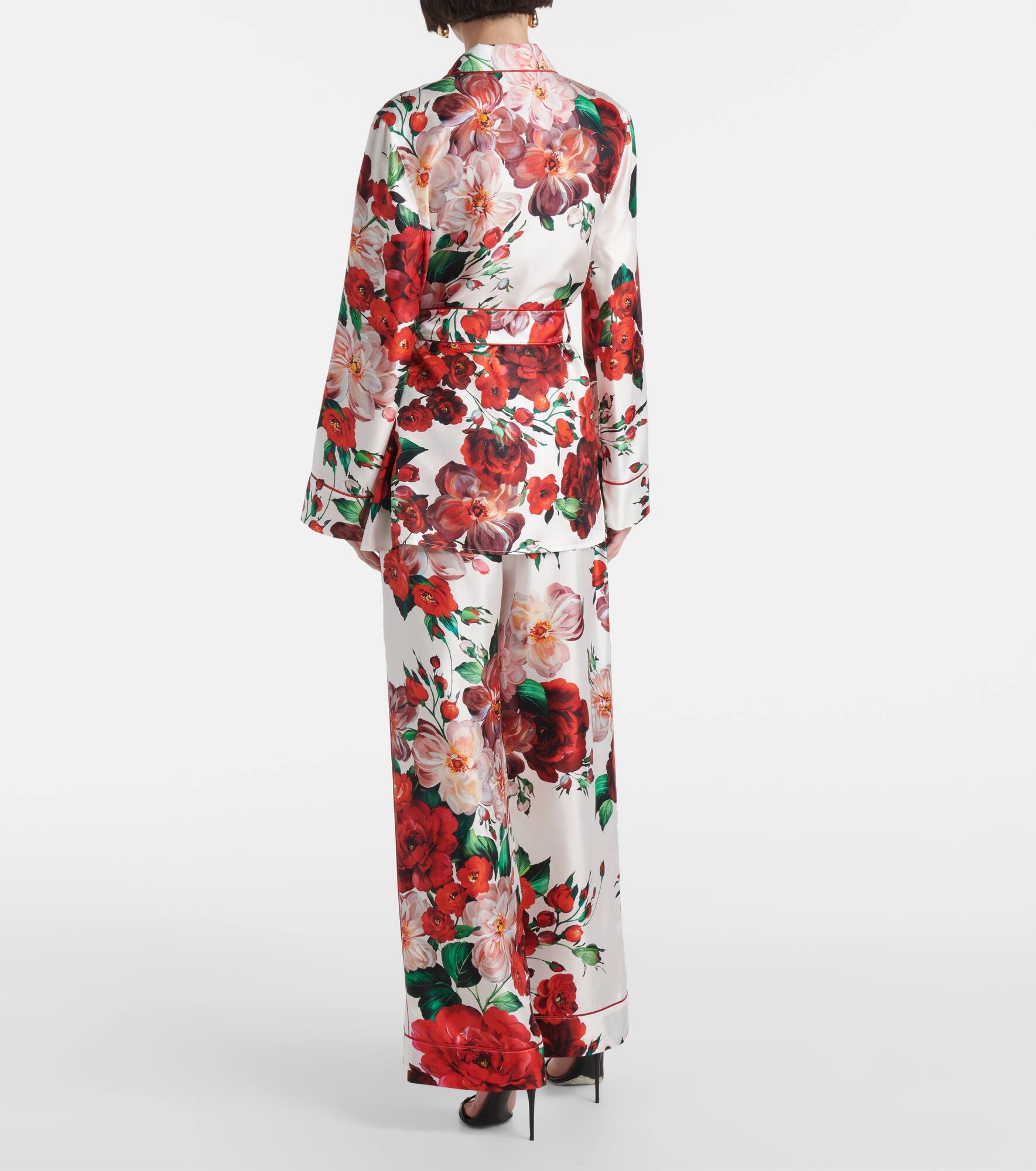 Floral silk satin shirt - 3