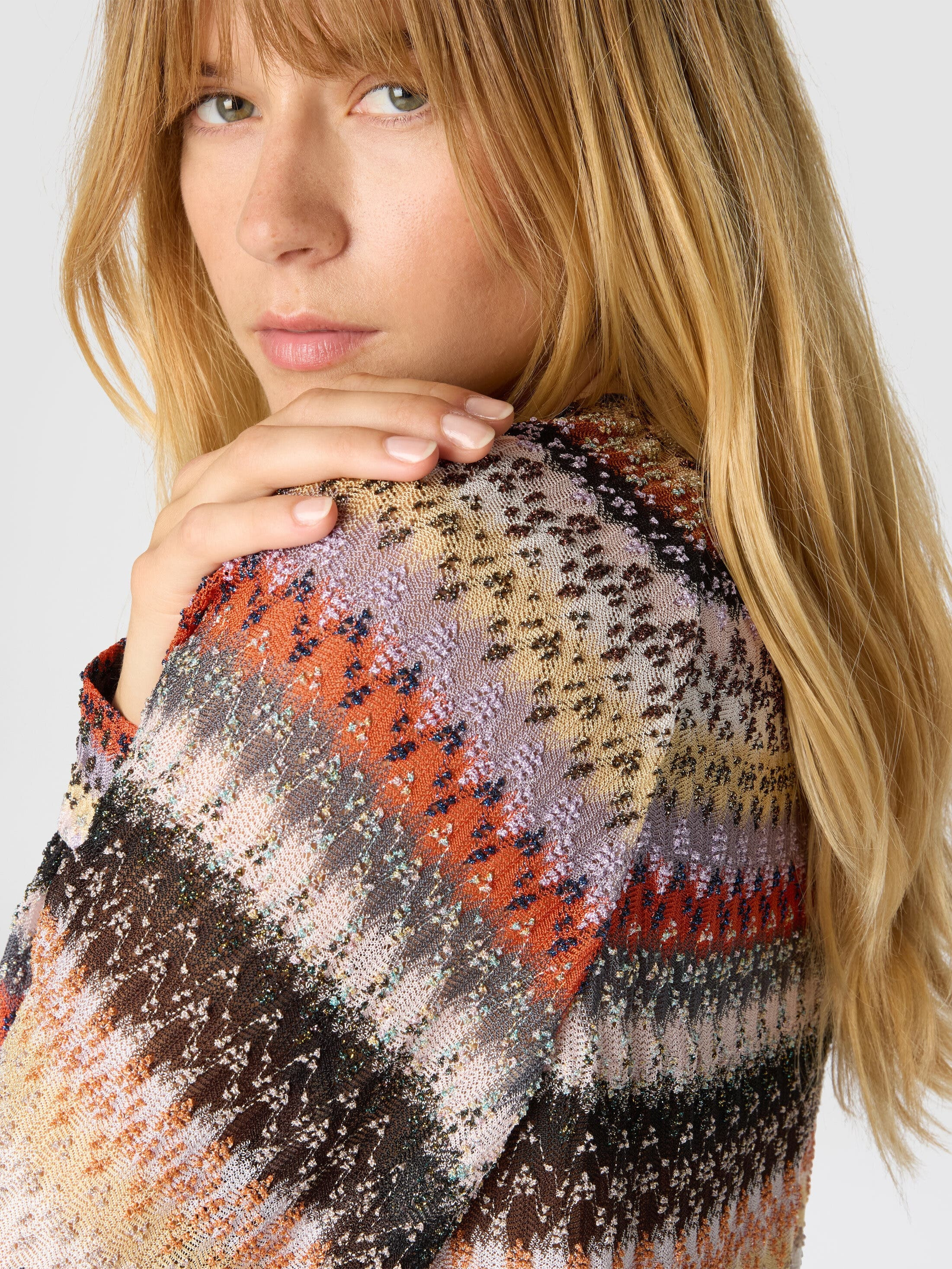 Missoni Long Sleeve Blouse In Lace in Red & Blue at Nordstrom - 4