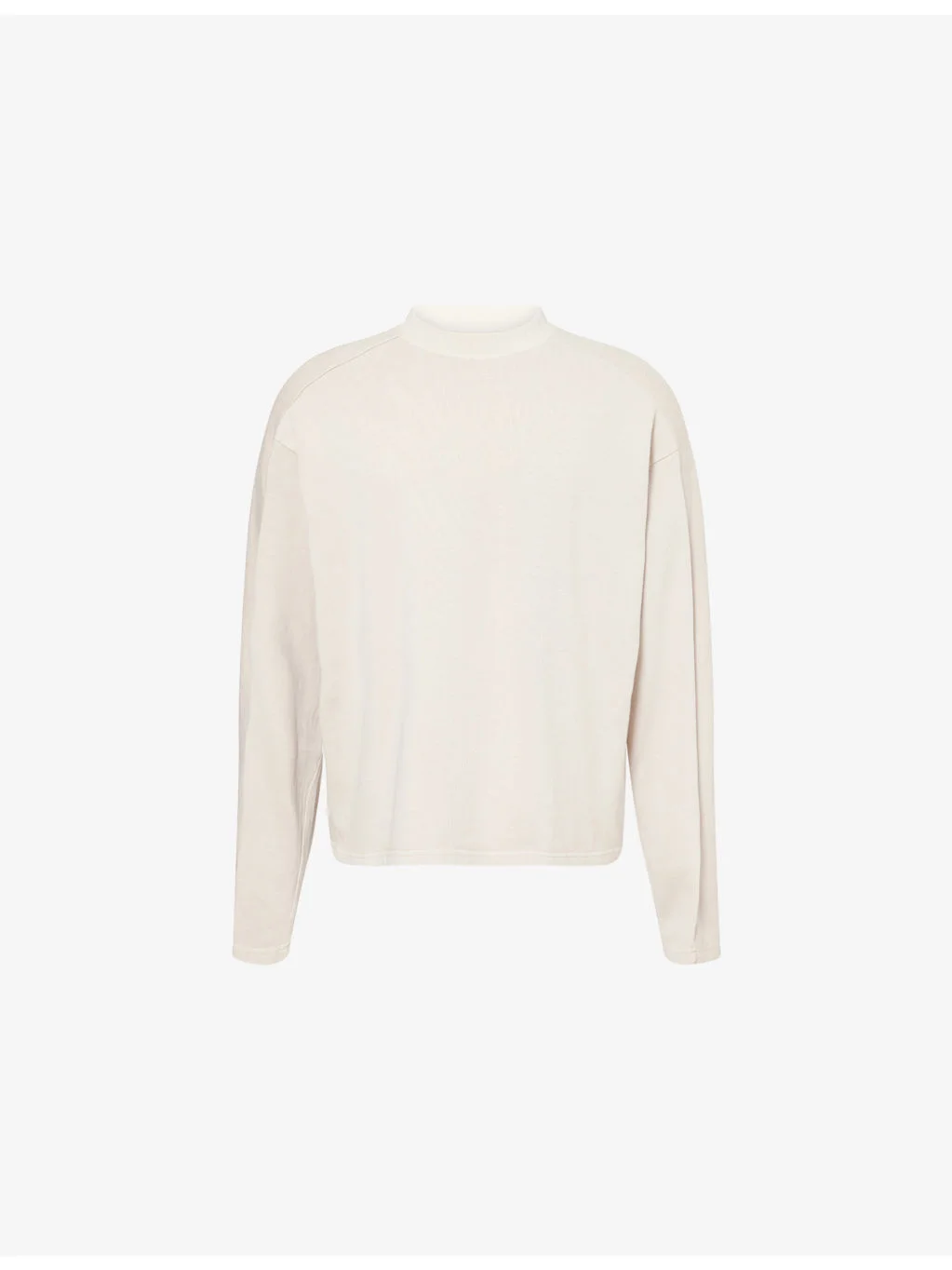 Long-Sleeve Washed Crewneck Cotton T-Shirt - 1