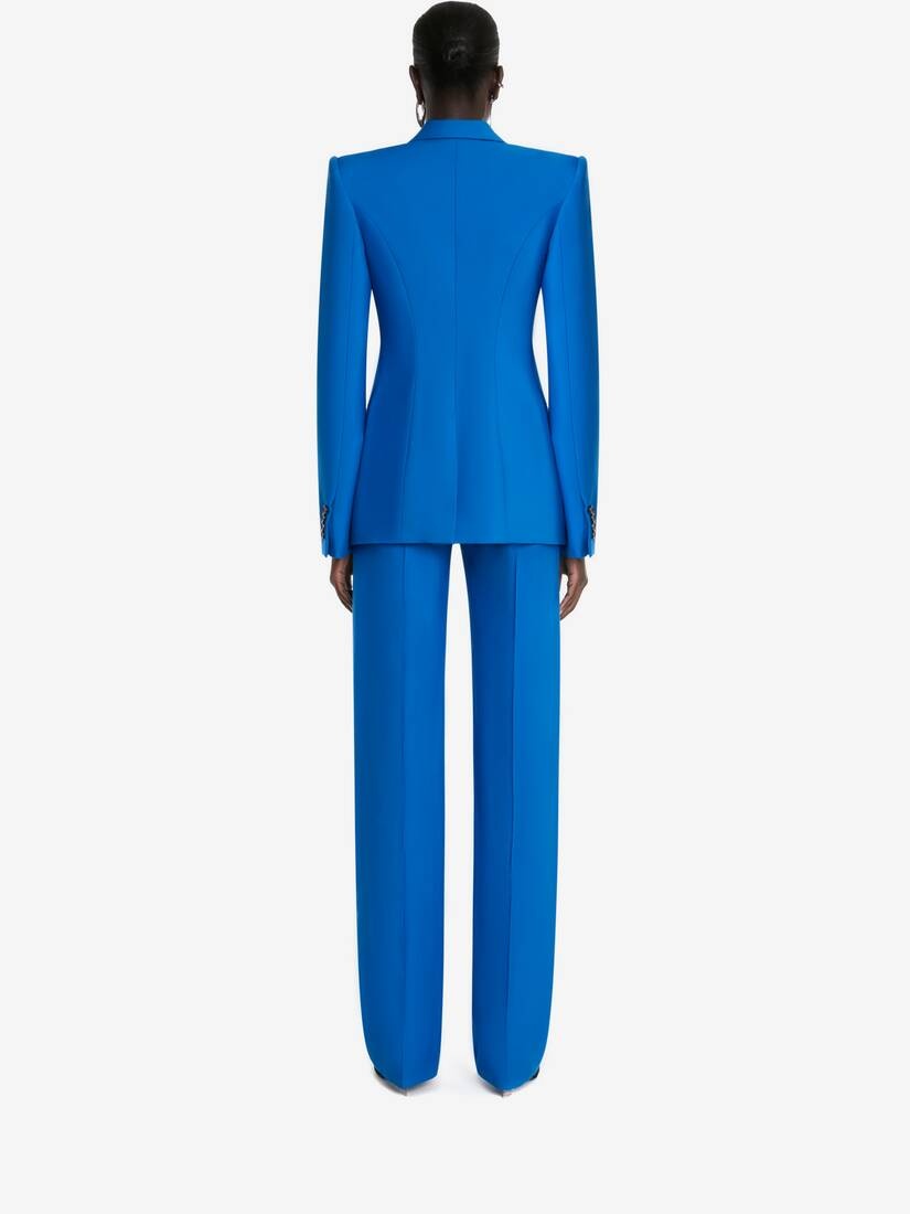 Women's Sartorial Wool Double-breasted Jacket in Galactic Blue - 4