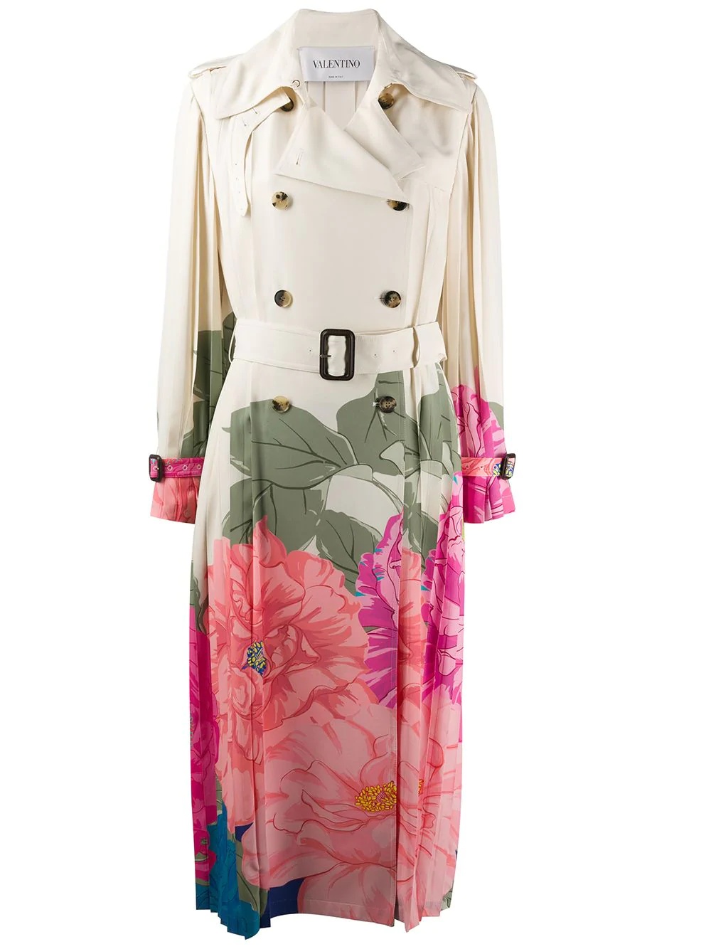 printed crepe de chine trench - 1