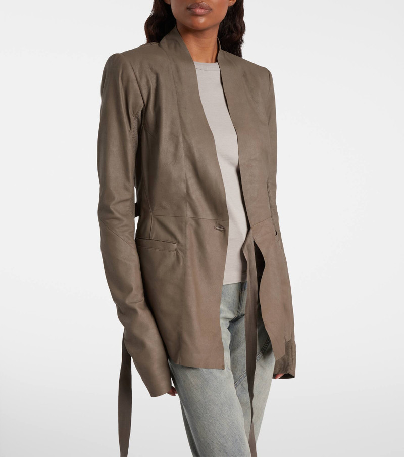 Rick Owens Hollywood virgin wool-trimmed leather blazer outlook