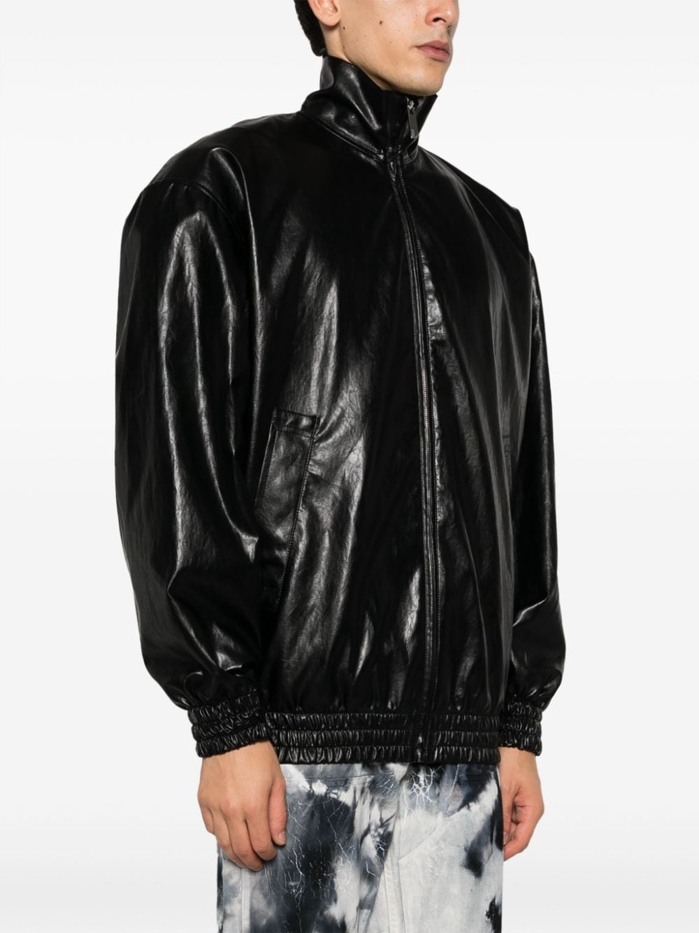 high-shine faux-leather jacket - 3