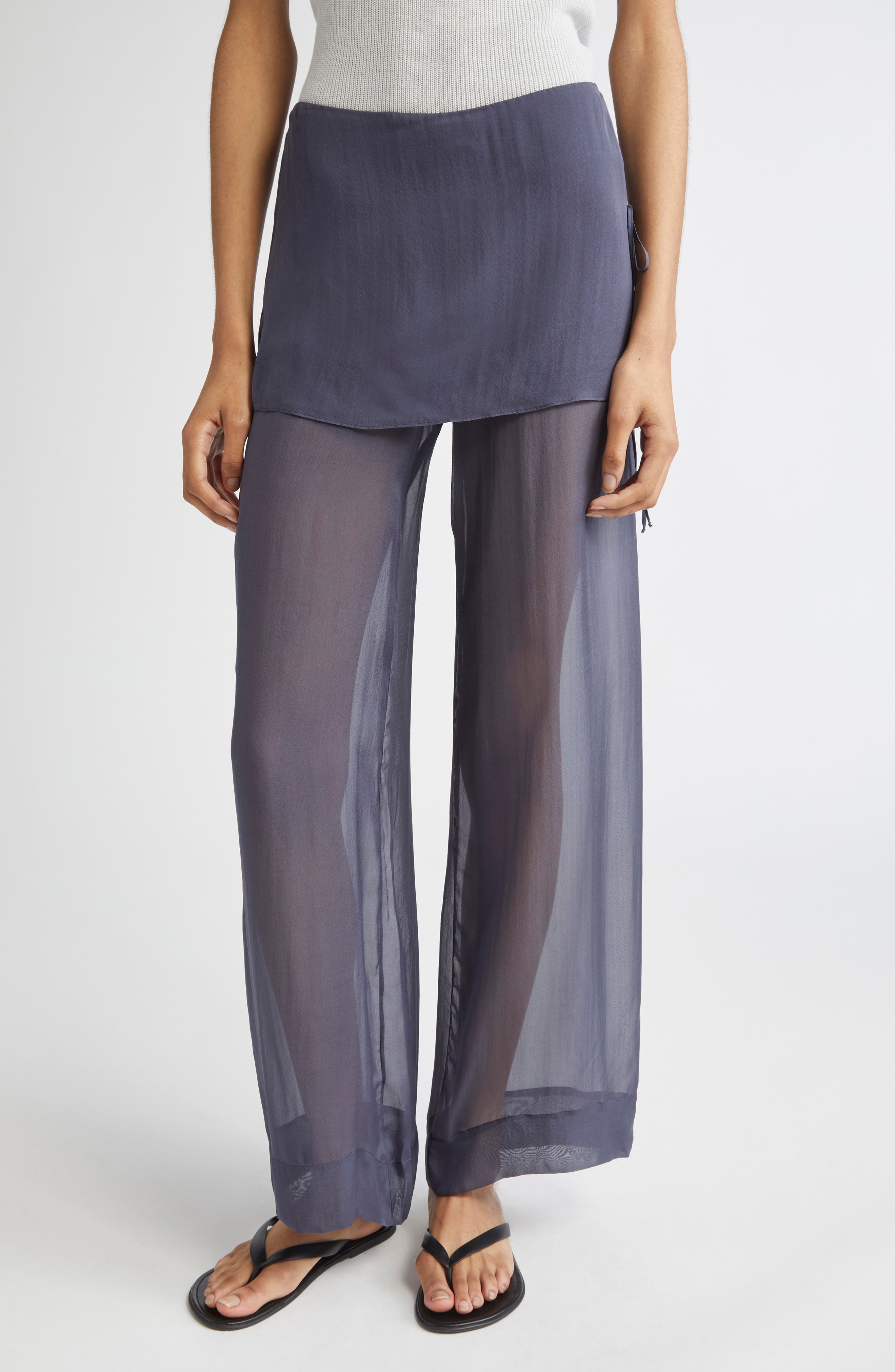 Paloma Wool Archive Layered Silk Trousers in Navy at Nordstrom - 1