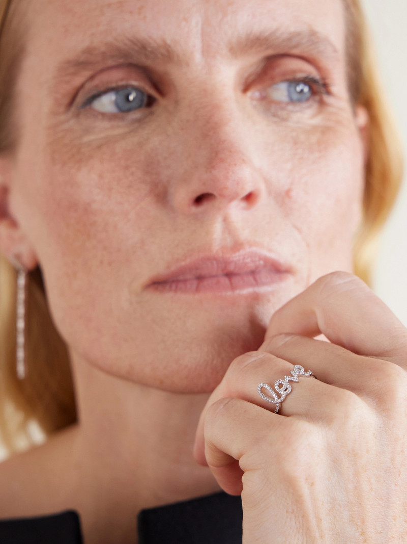 SYDNEY EVAN Love Script 14-karat White Gold Diamond Ring outlook