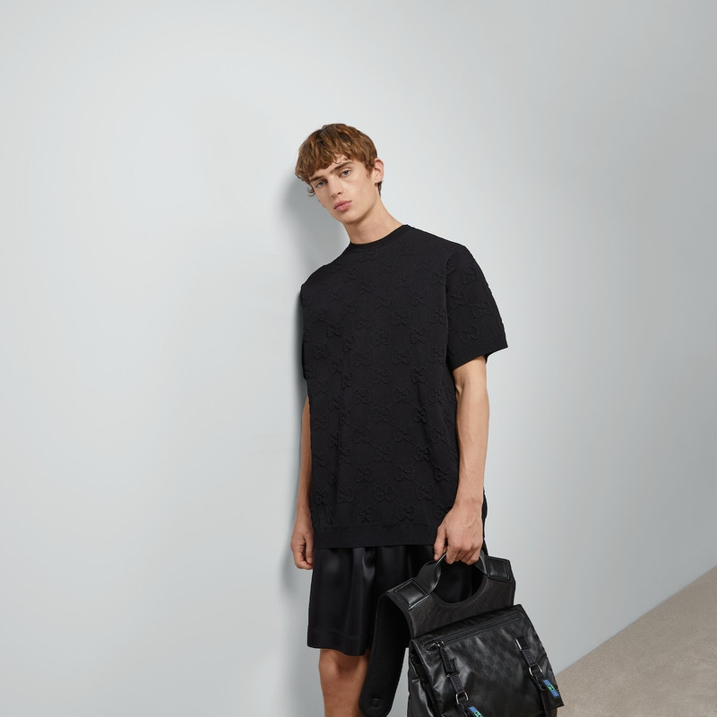 Viscose jacquard T-shirt with GG 5