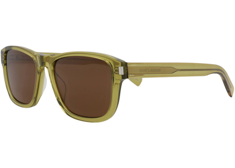 SAINT LAURENT Saint Laurent Square-Frame Recycled Acetate Sunglasses Green Green Brown (SL710-30015795-005) outlook