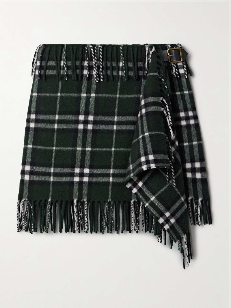 Fringed check wool 과 cashmere-blend flannel 미니 랩 스커트 - 1