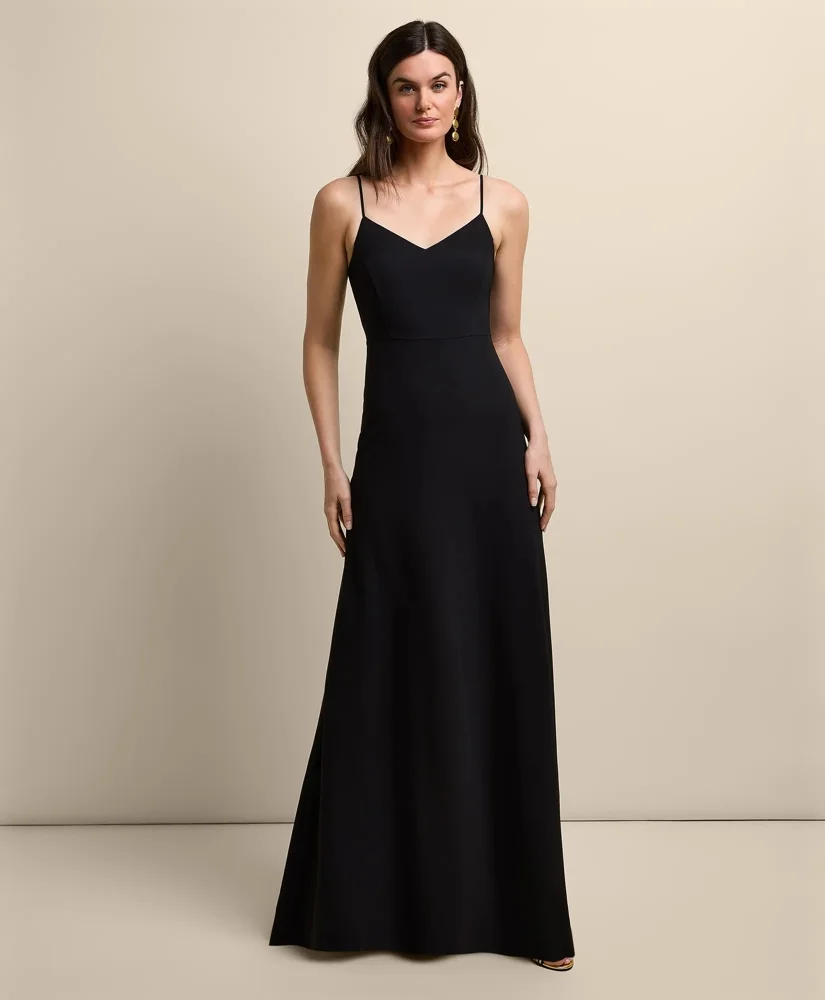 V-Neck Spaghetti Strap Gown - 1