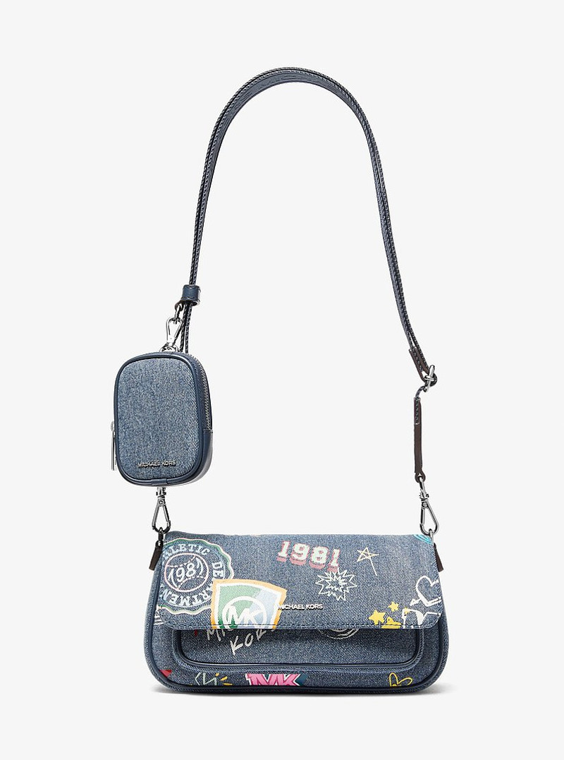 Jet Set Travel Small Embellished Denim Crossbody Bag With Pouch 1
