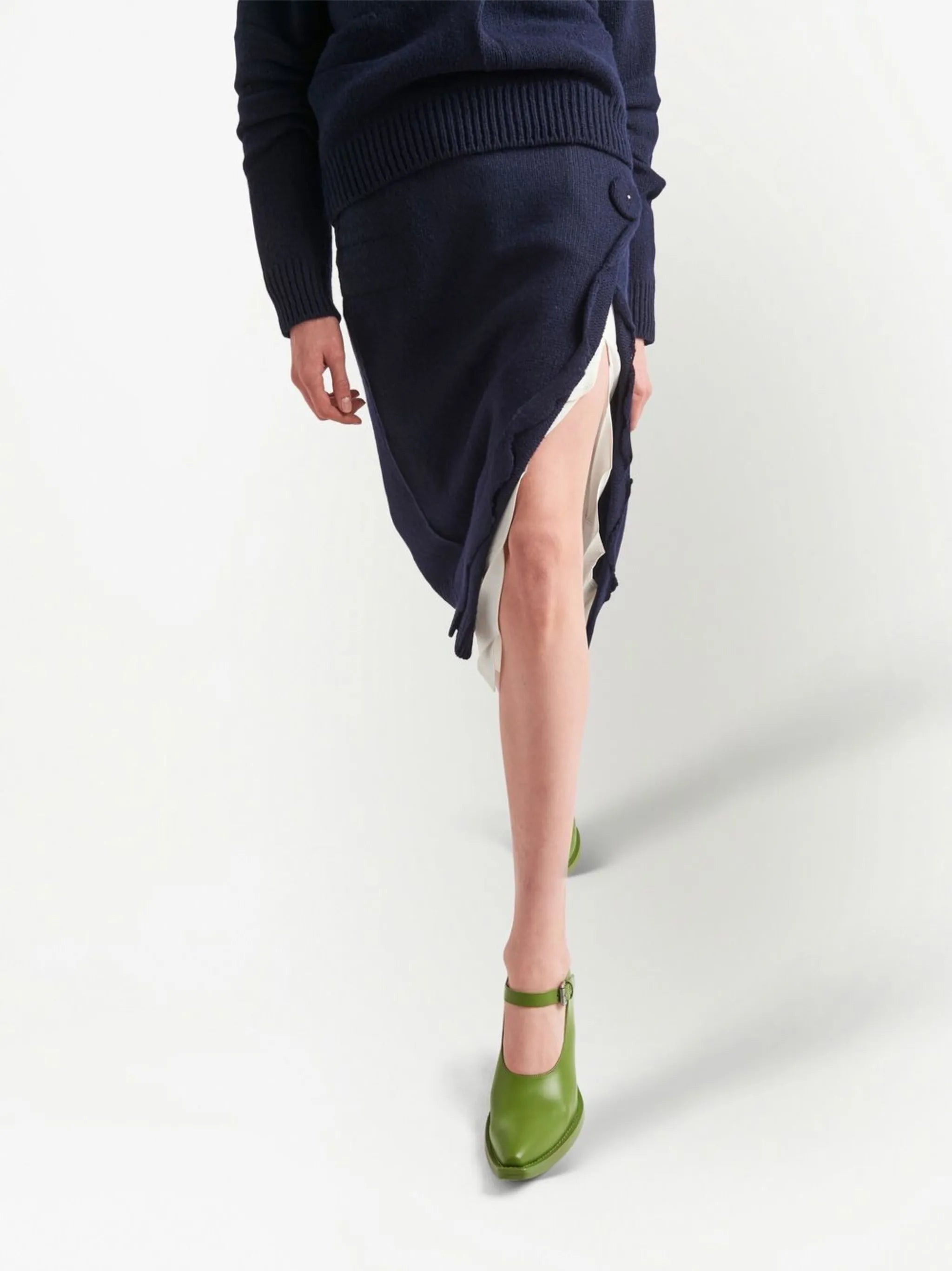 side-split wool-cashmere skirt - 5