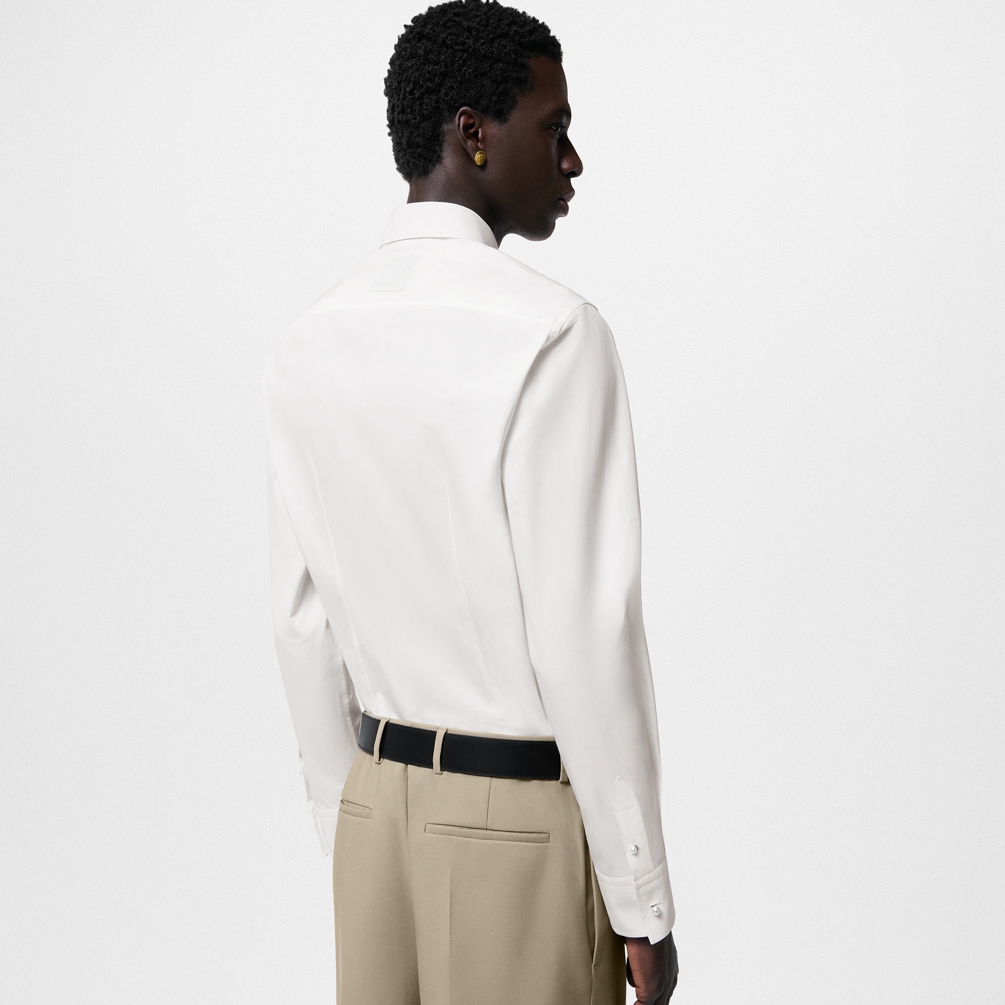 Fitted Long-Sleeved Cotton Shirt With Pearl Buttons - 5