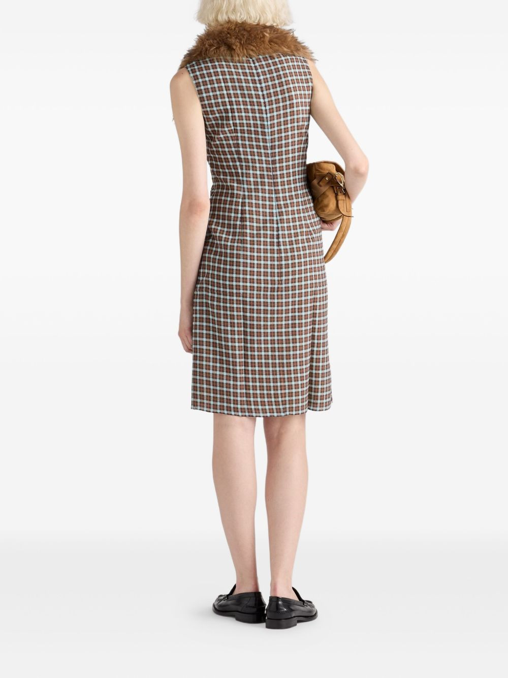 checked-pattern midi dress - 3