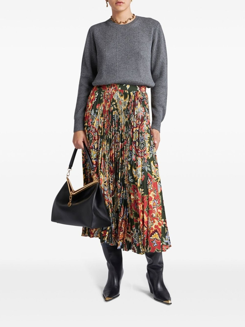 Etro paisley-print pleated midi skirt outlook