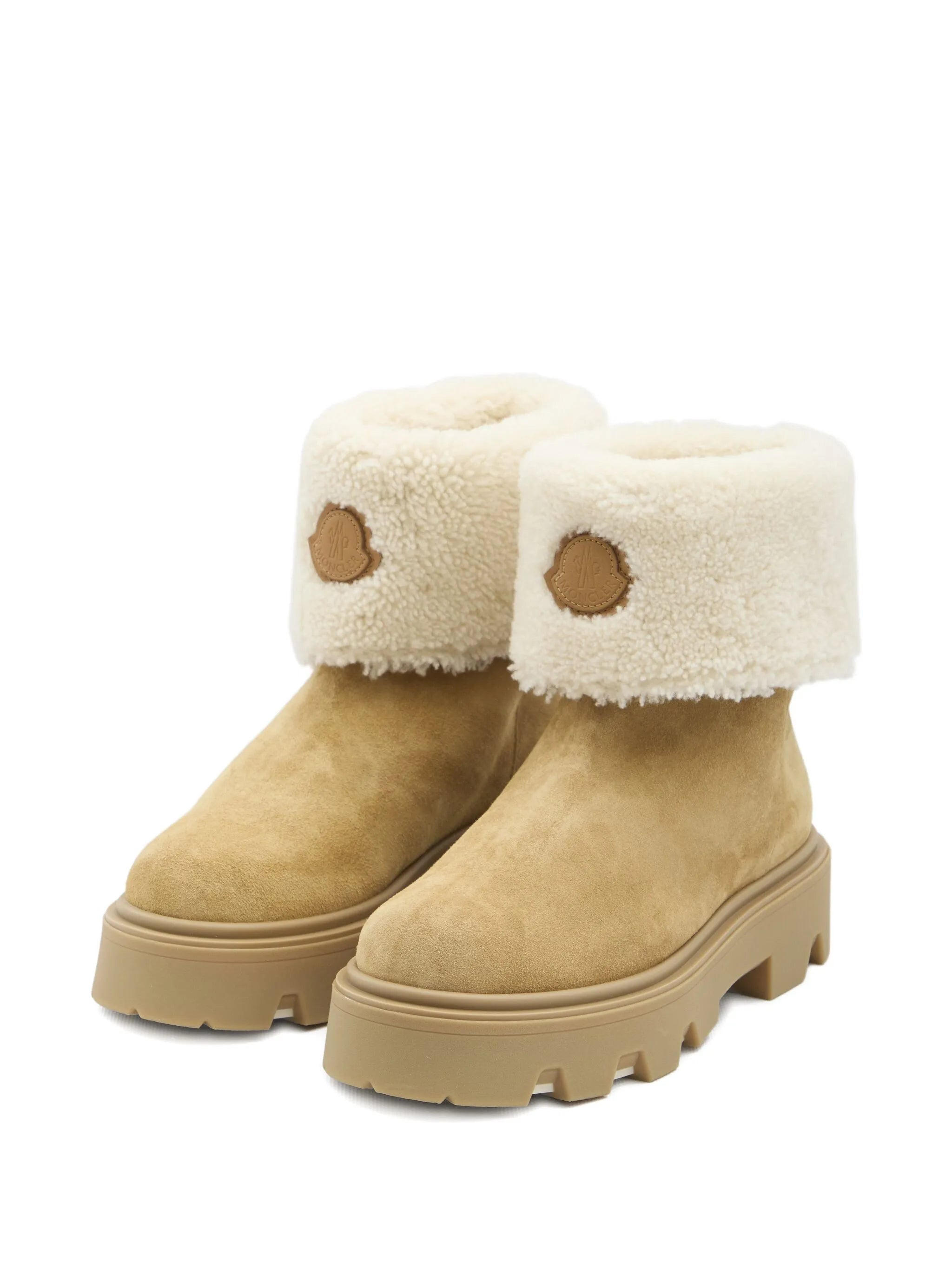 Moncler Aurea Shearling Logo Patch Boots - 3