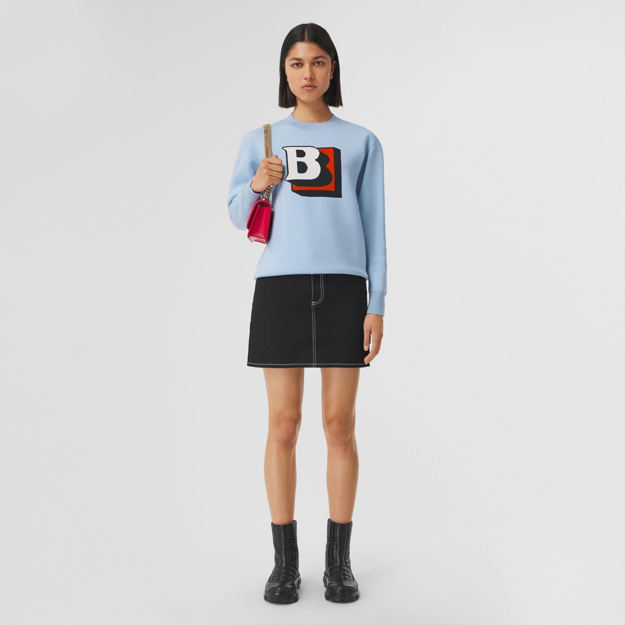Letter Graphic Technical Wool Jacquard Sweater - 5