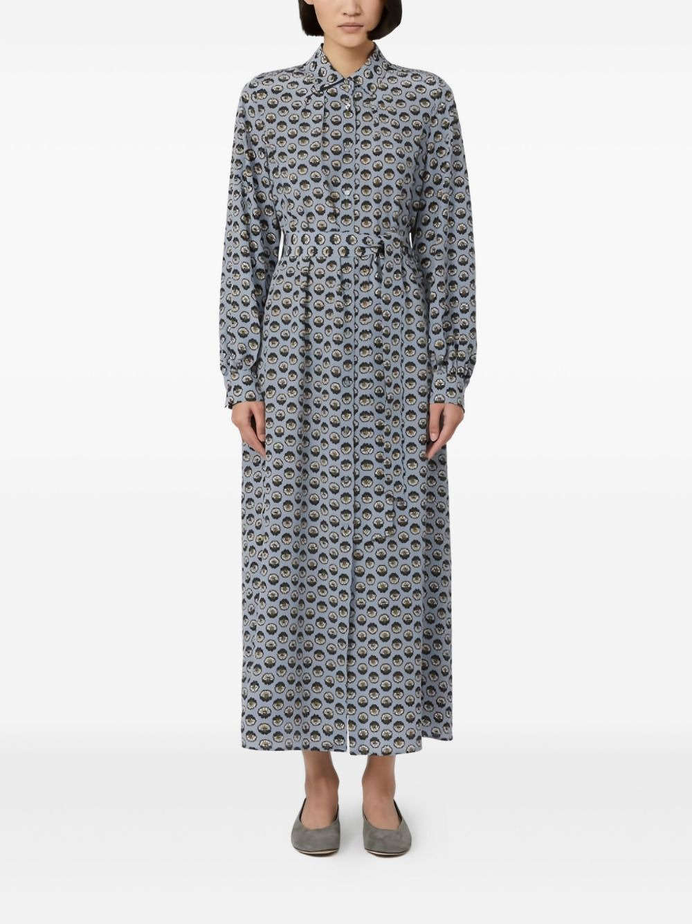 printed silk maxi shirt dress - 2