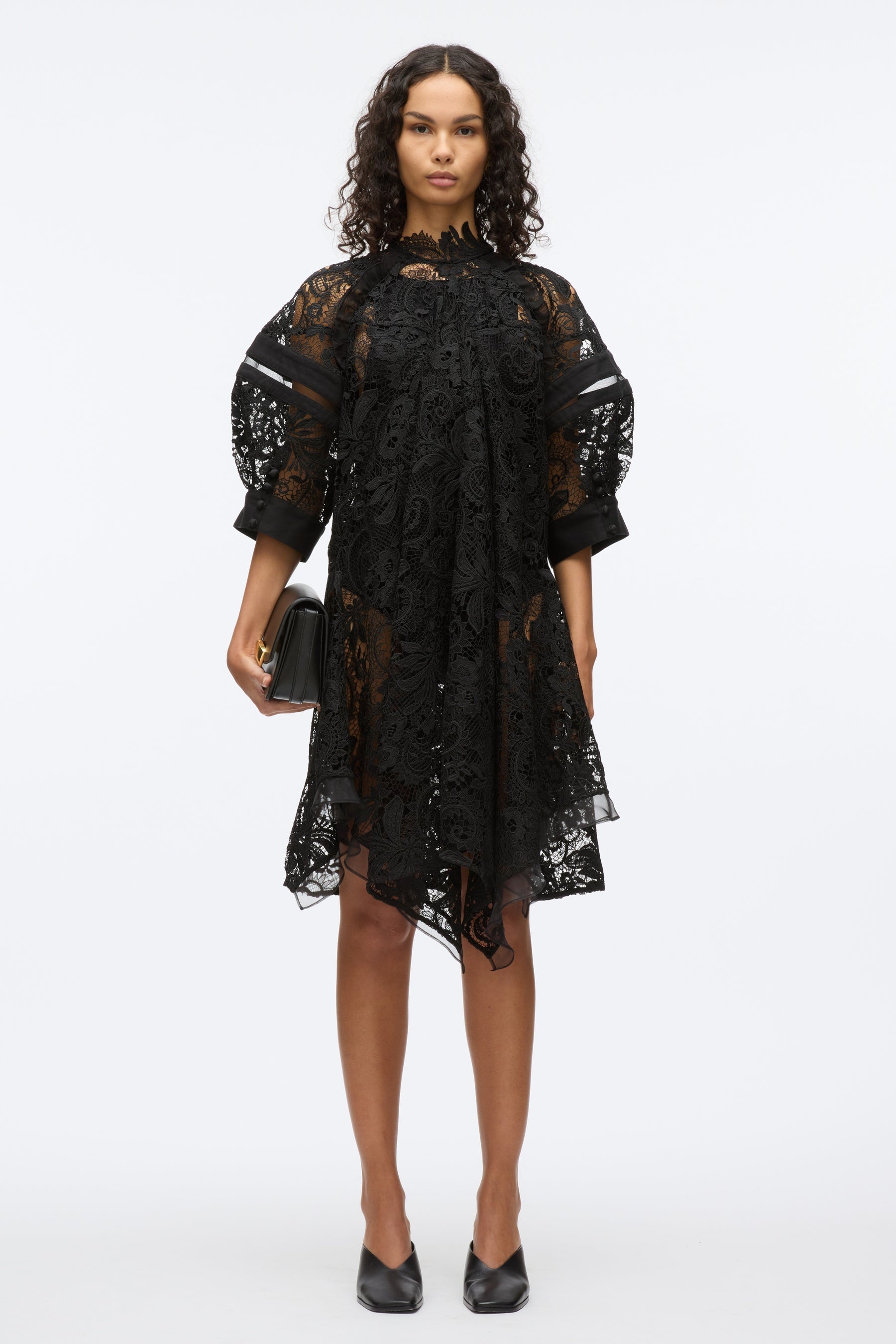 Embroidered Lace Hankerchief Dress - 2