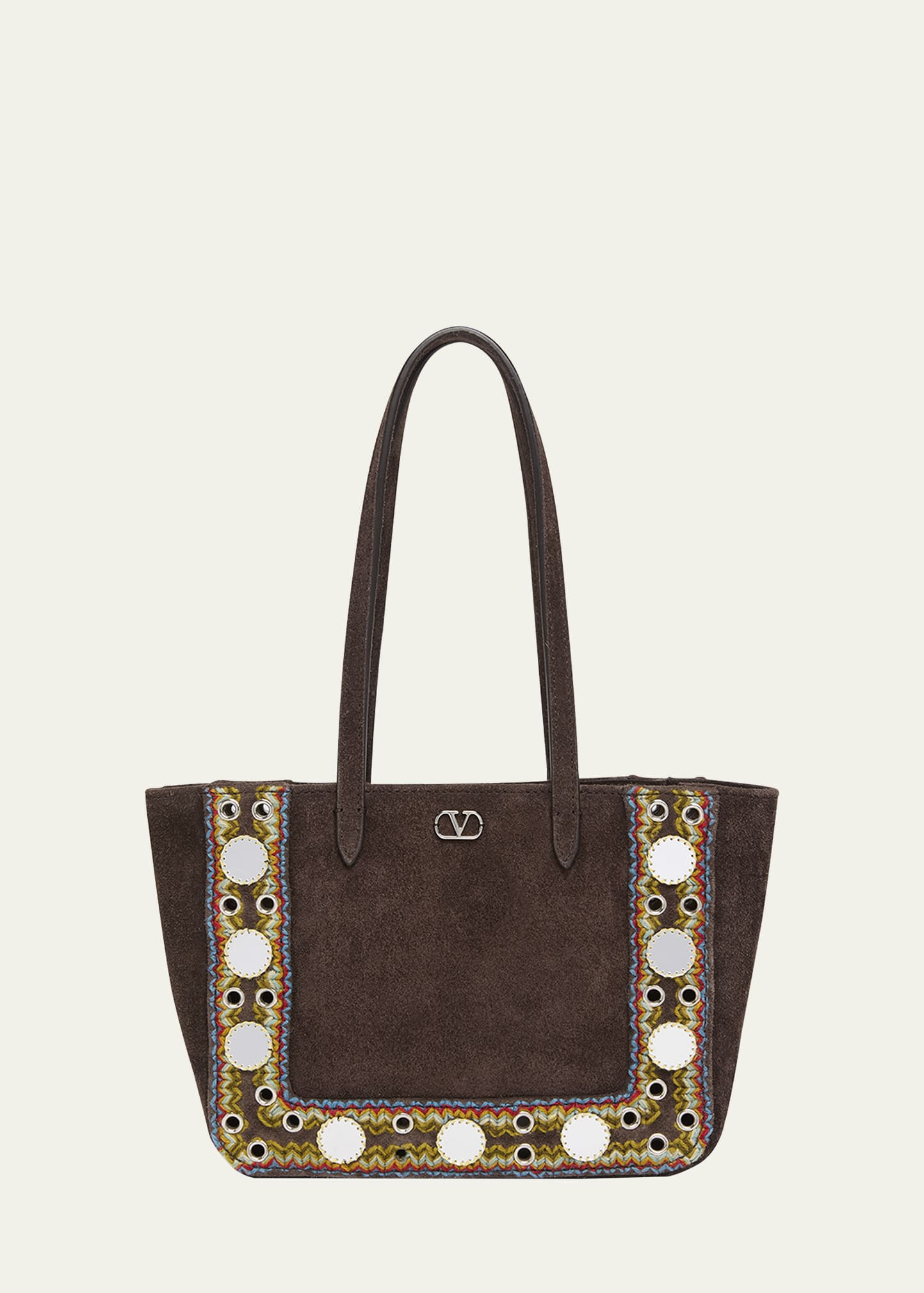 Nellcote Mirror-Embellished Suede Mini Tote Bag - 1