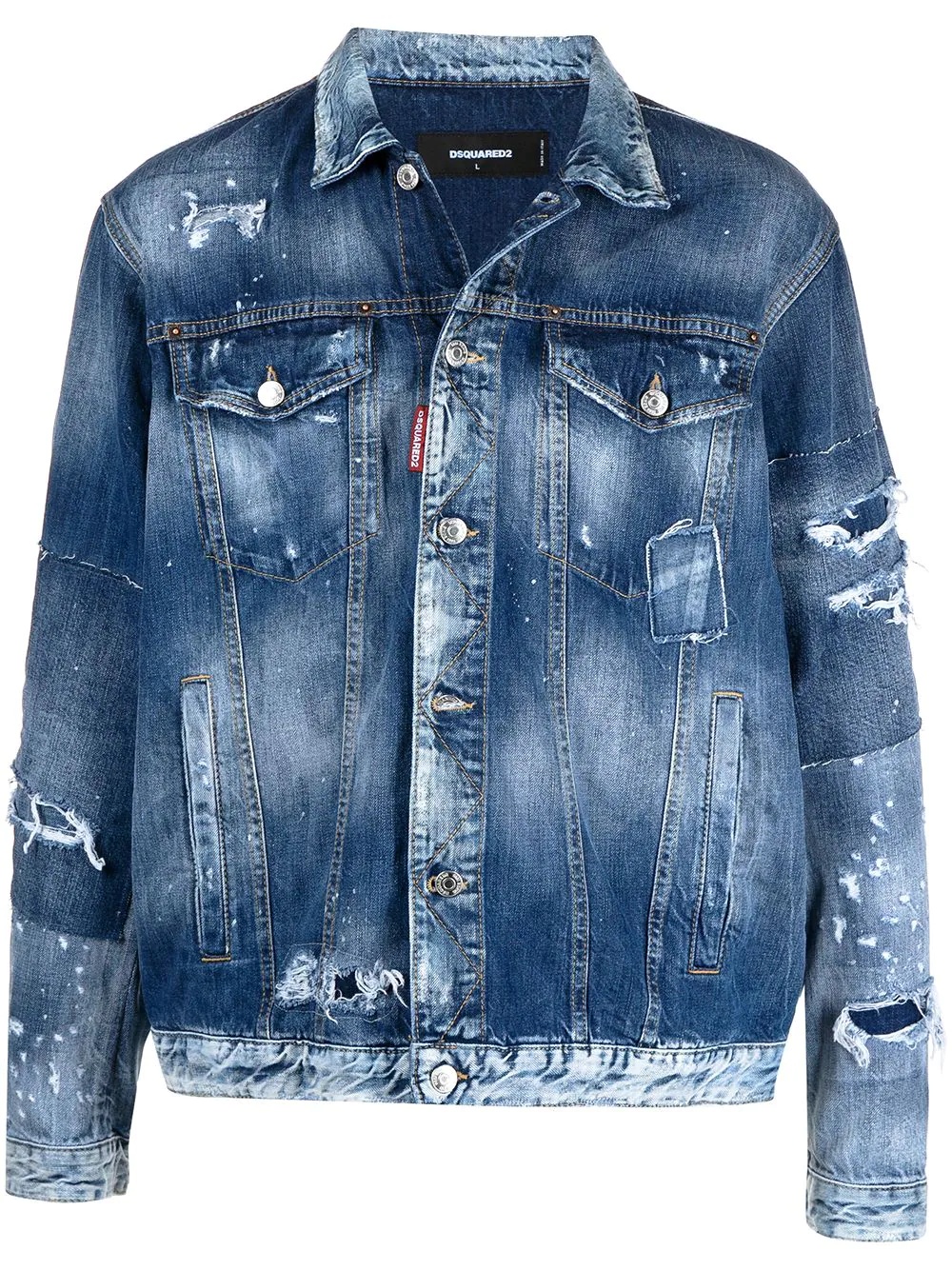 button-front denim jacket - 1