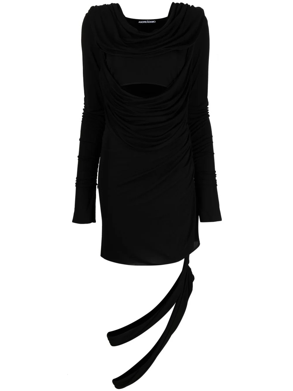 asymmetric draped cut-out dress - 1