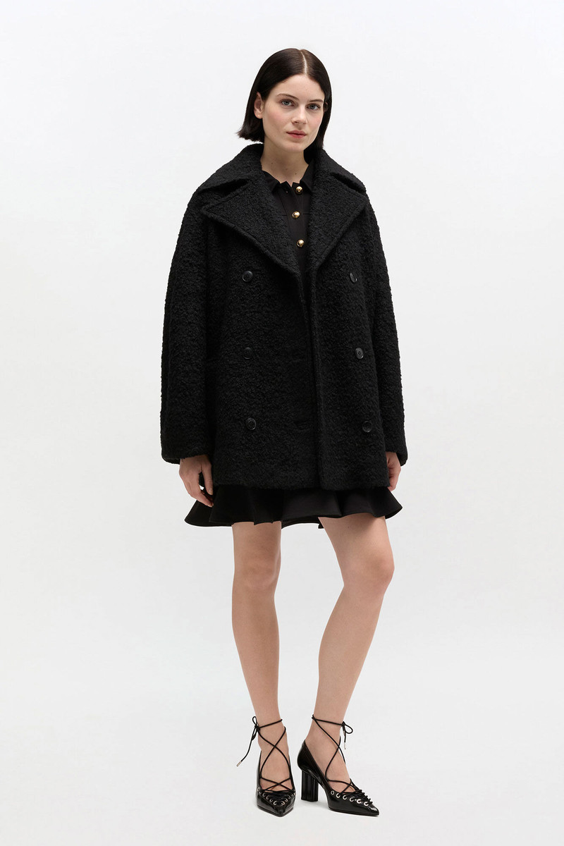 GANNI BLACK BOUCLE MIDI COAT outlook