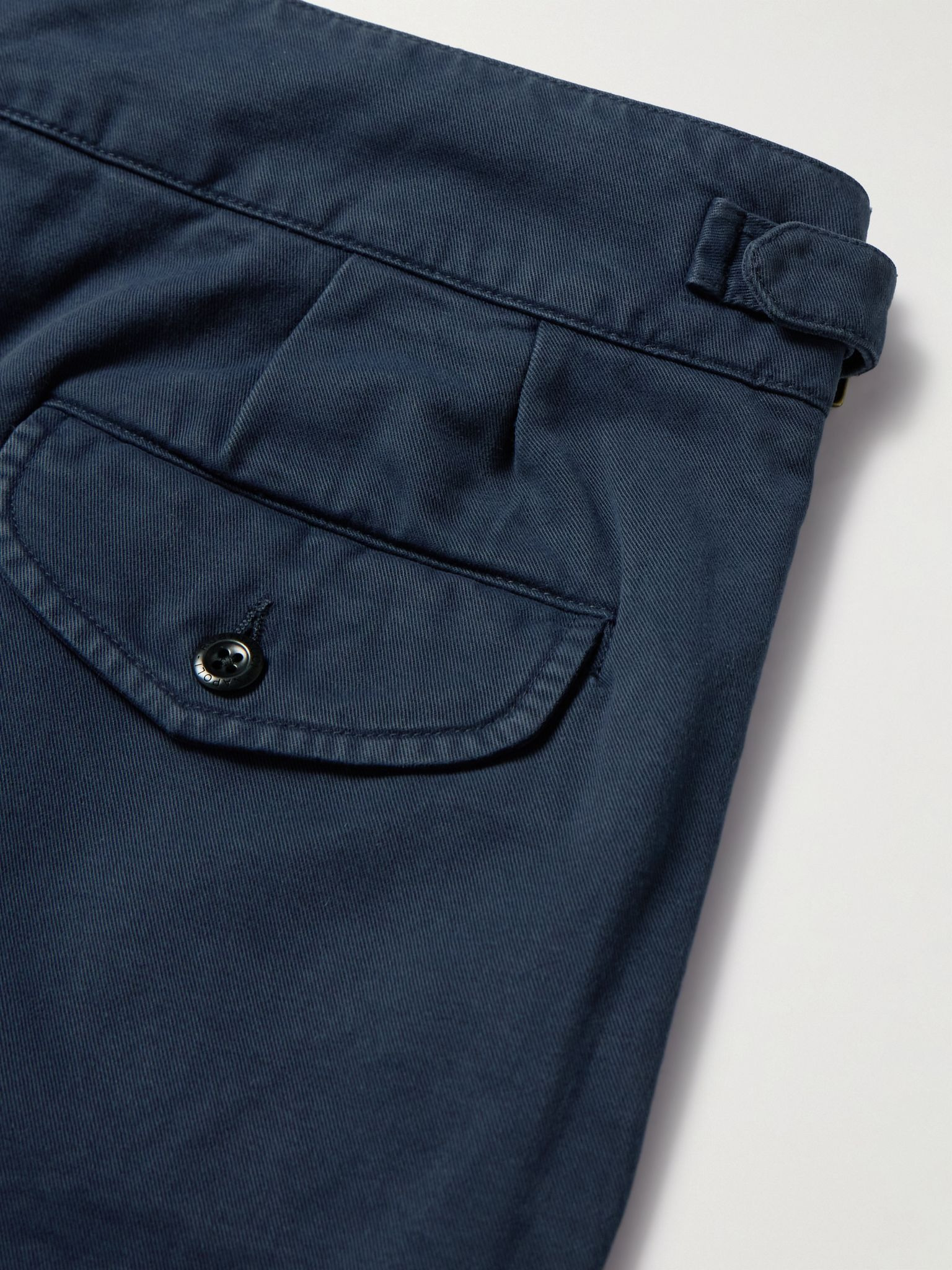 Manny Straight-Leg Pleated Cotton Shorts Navy - 5