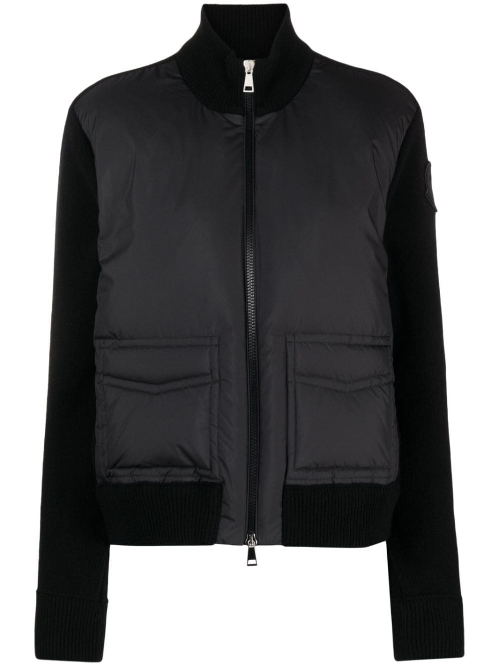 knitted-panel padded jacket - 1