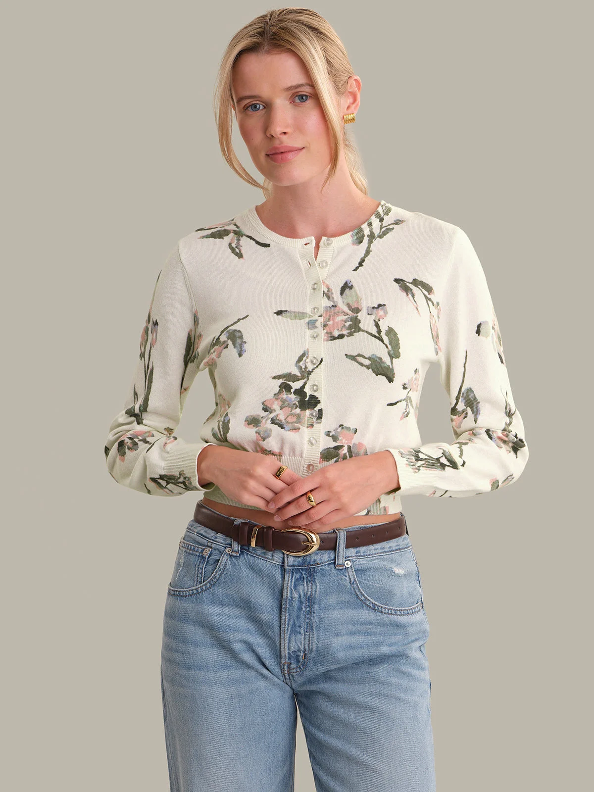 Lotte: Floral Print Cropped Cardigan - 1