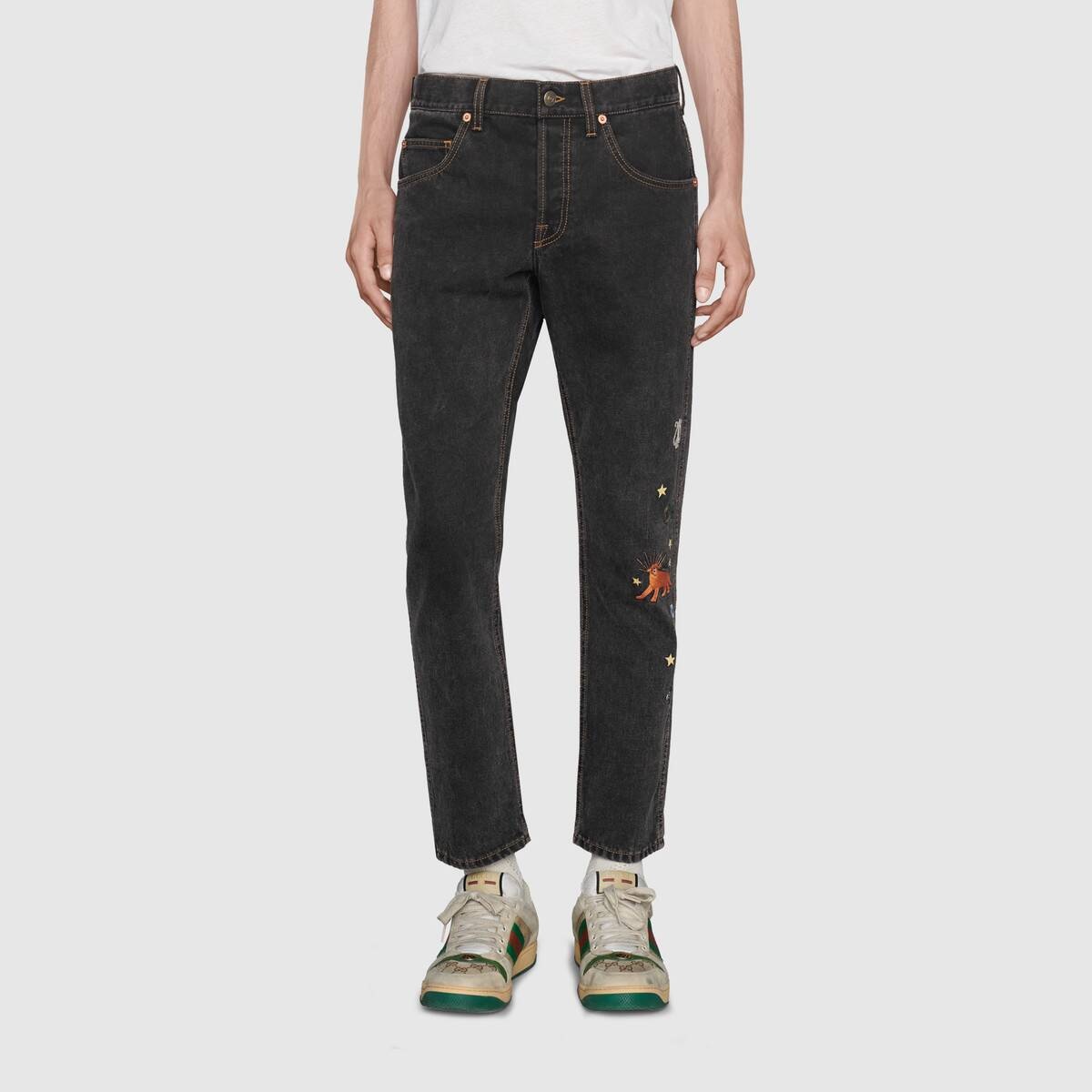 Tapered embroidered jeans - 3