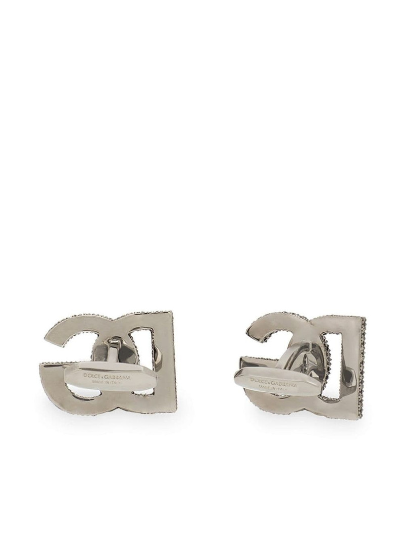Dolce & Gabbana logo-plaque crystal-embellished cufflinks outlook
